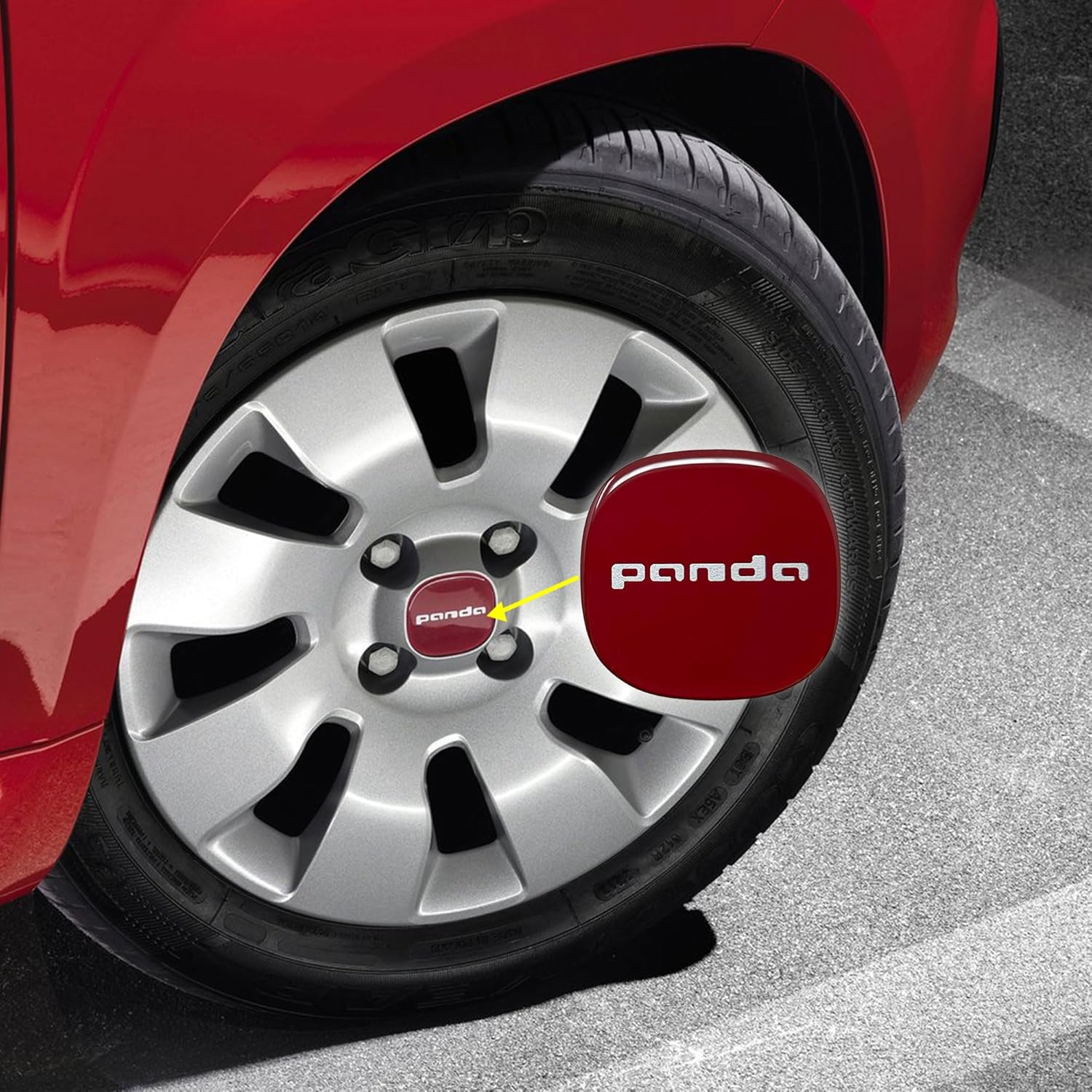 Detalle de 4R Quattroerre.it Adesivi 3D Copricerchi 52 mm per Fiat Panda – Rosso