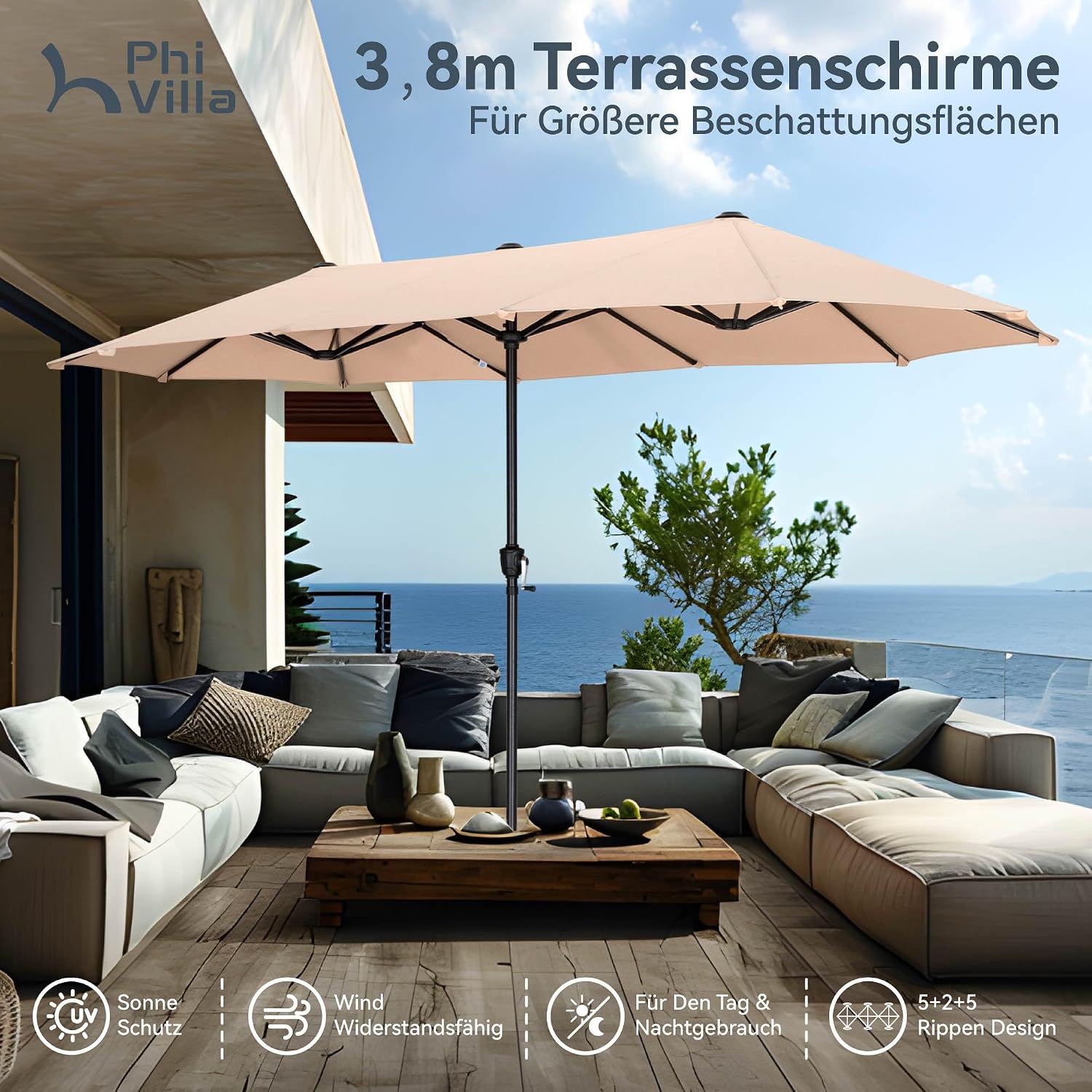 Thumbnail 1 de PHI VILLA Sonnenschirm Rechteckig 200×380 cm