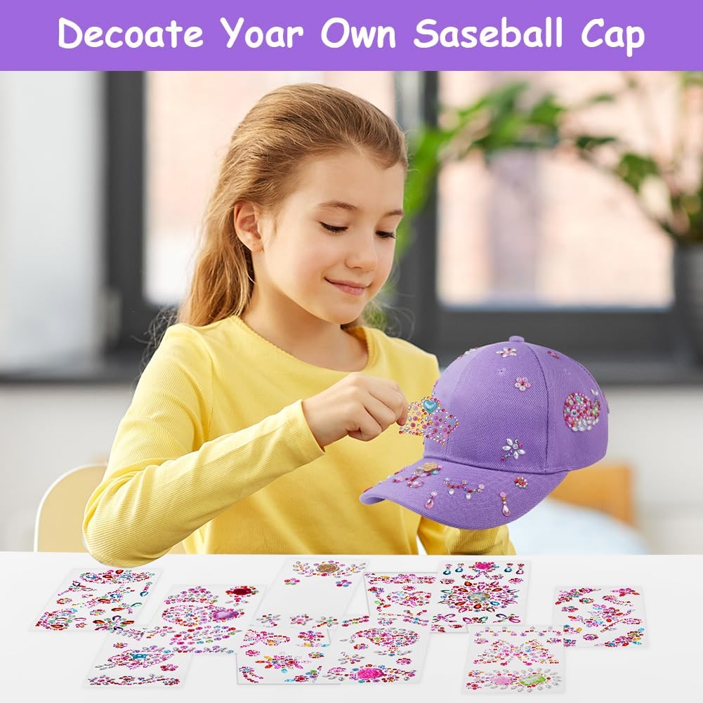 Detalle de Aomig Cappello Baseball Bambino con Adesivi Strass: Protezione UV e Creatività per i più piccoli
