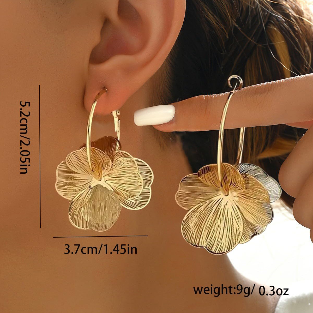 Detalle de GAXAYA Flower Drop Earrings, 2.05 x 1.45 Inches