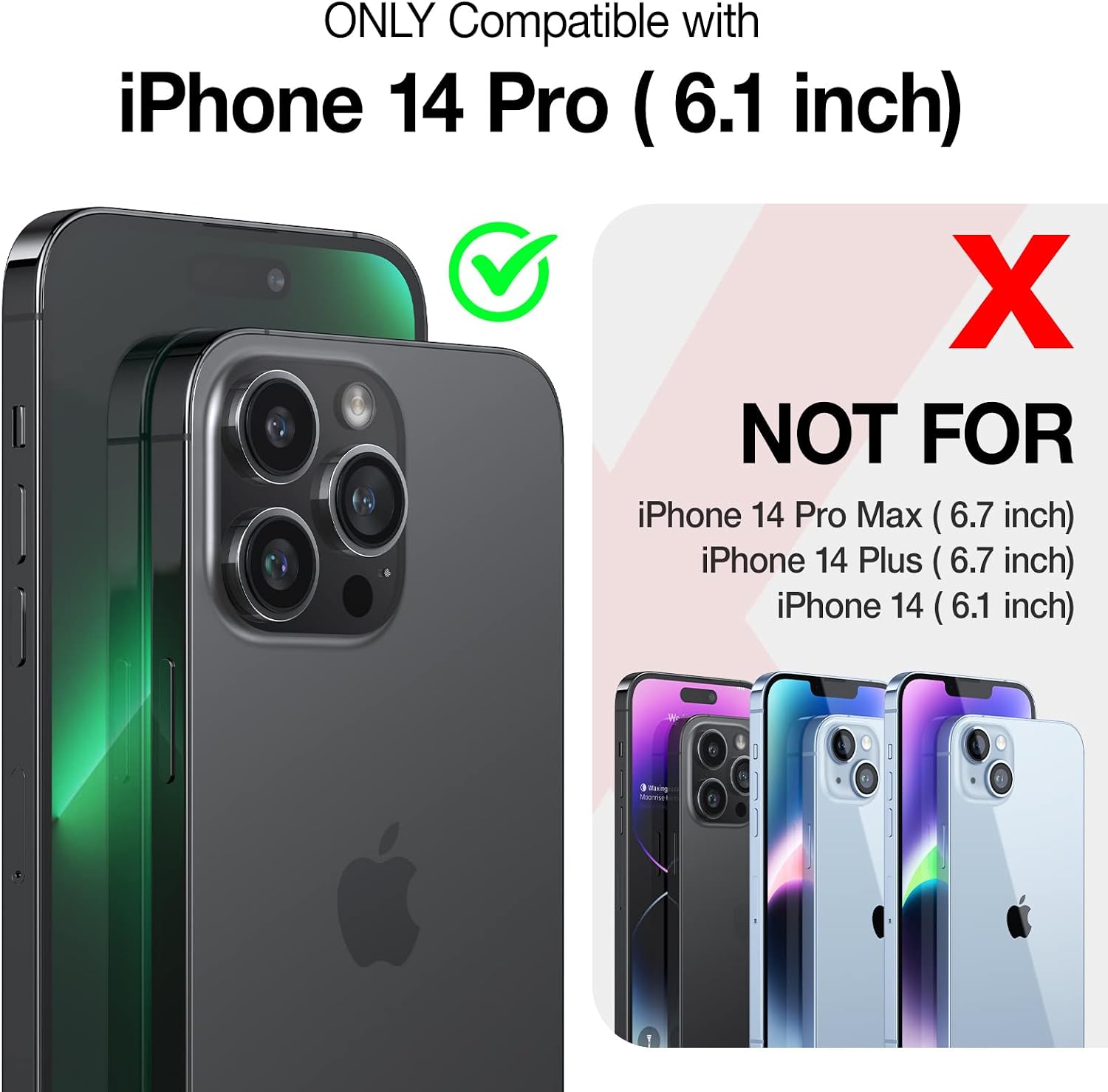 Thumbnail 6 de TORRAS Stronger Magnetic for iPhone 14 Pro Case with MagSafe, 12 FT Drop Tested (Translucent Back/Black Edge)