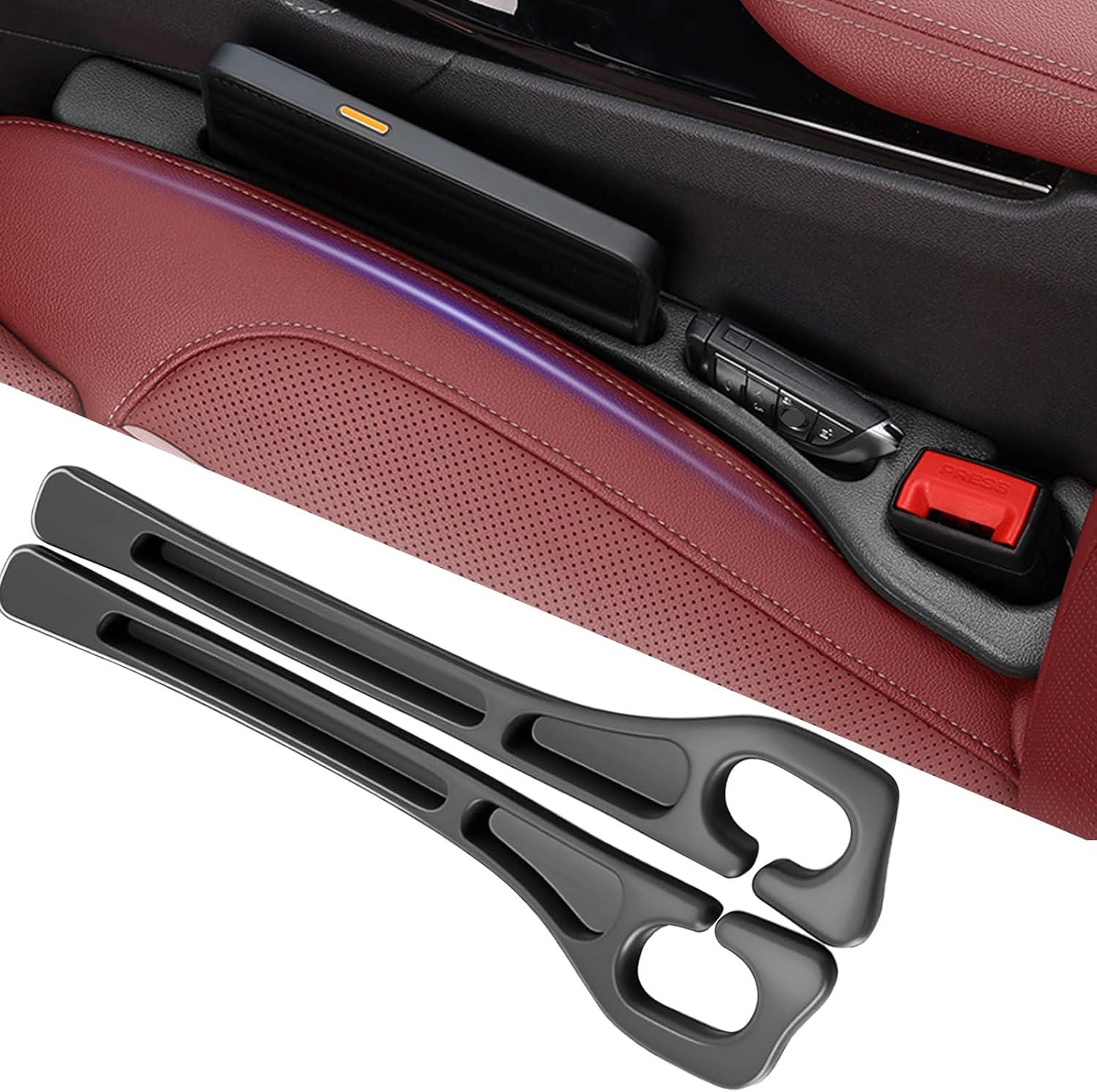 YLXGT Car Seat Gap Filler Organizer (Universal) for SUV/Truck/Sedan, Black, 2-Pack