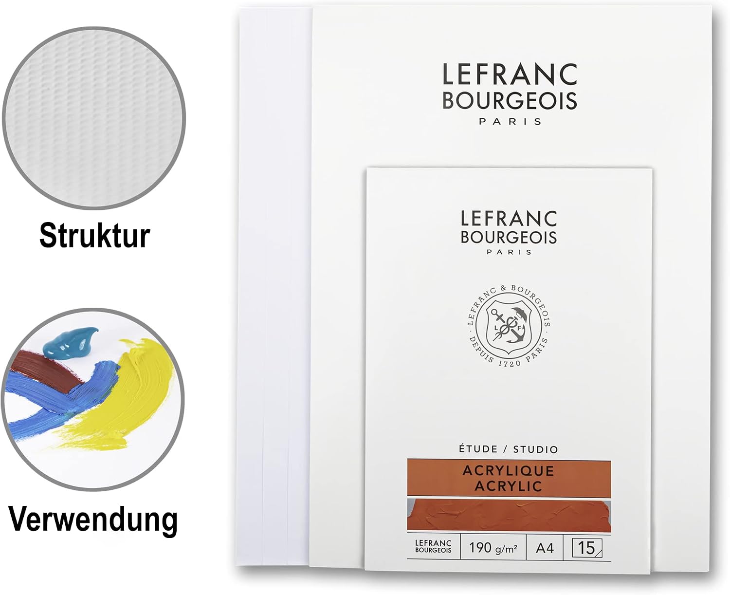 Detalle de Bloc Lefranc Bourgeois A3 — 15 feuilles, papier acrylique 190 g