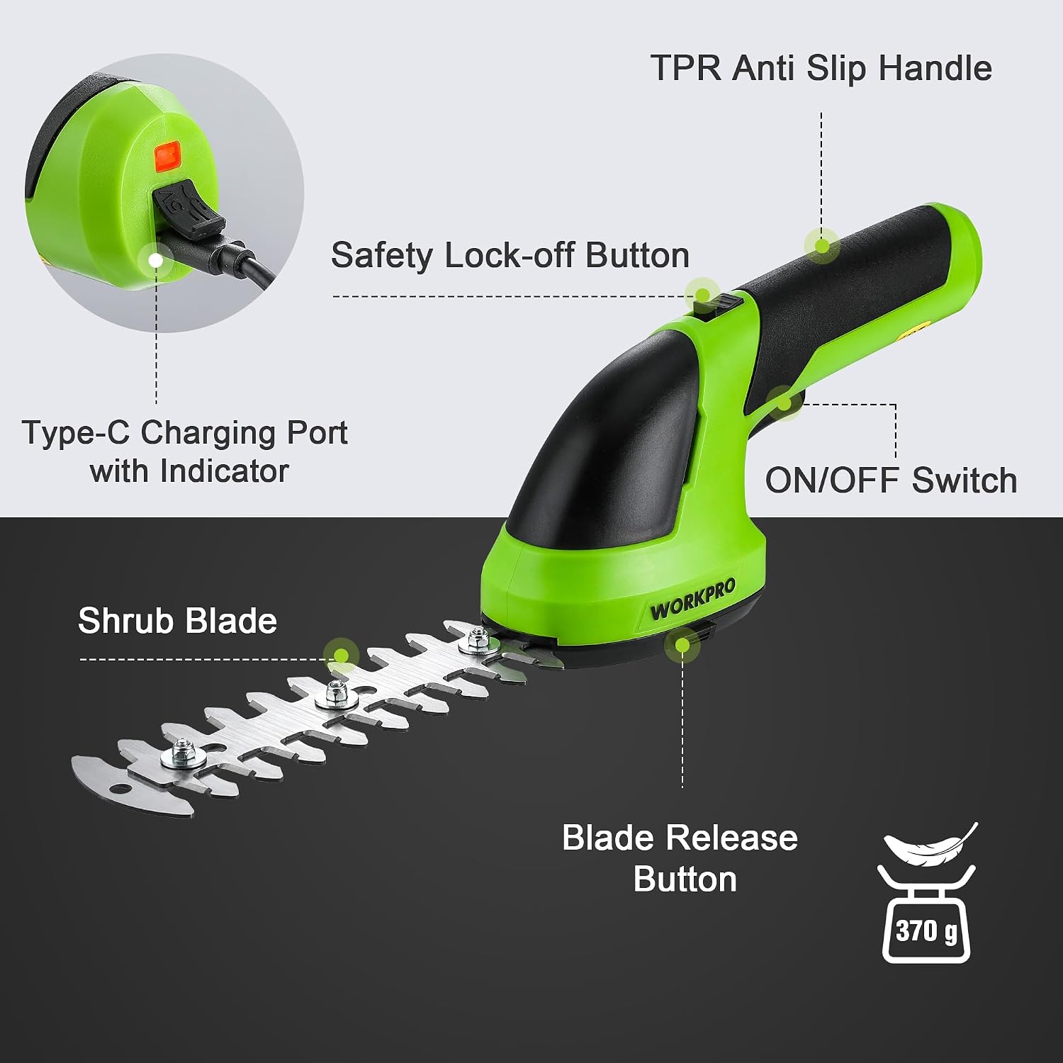 Detalle 2 de WORKPRO 2 IN 1 Cordless Hedge Trimmer 7.2V