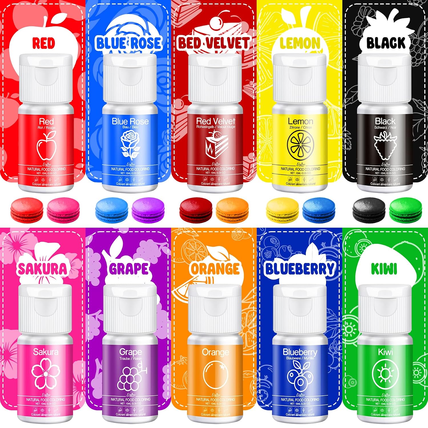 Thumbnail 1 de Natürliche Lebensmittelfarbe – 10 x 10 ml Pflanzenbasierte Farben, frei von künstlichen Farbstoffen