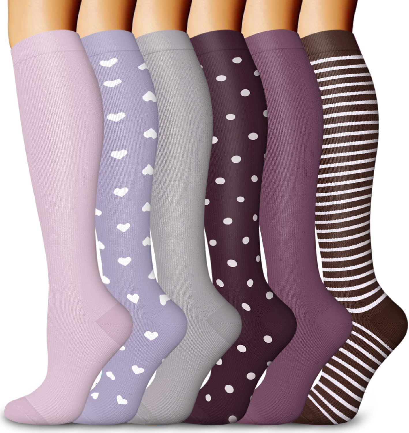 Detalle de DHSO Graduated Compression Socks, 6 Pairs, 15–20 mmHg Knee-High