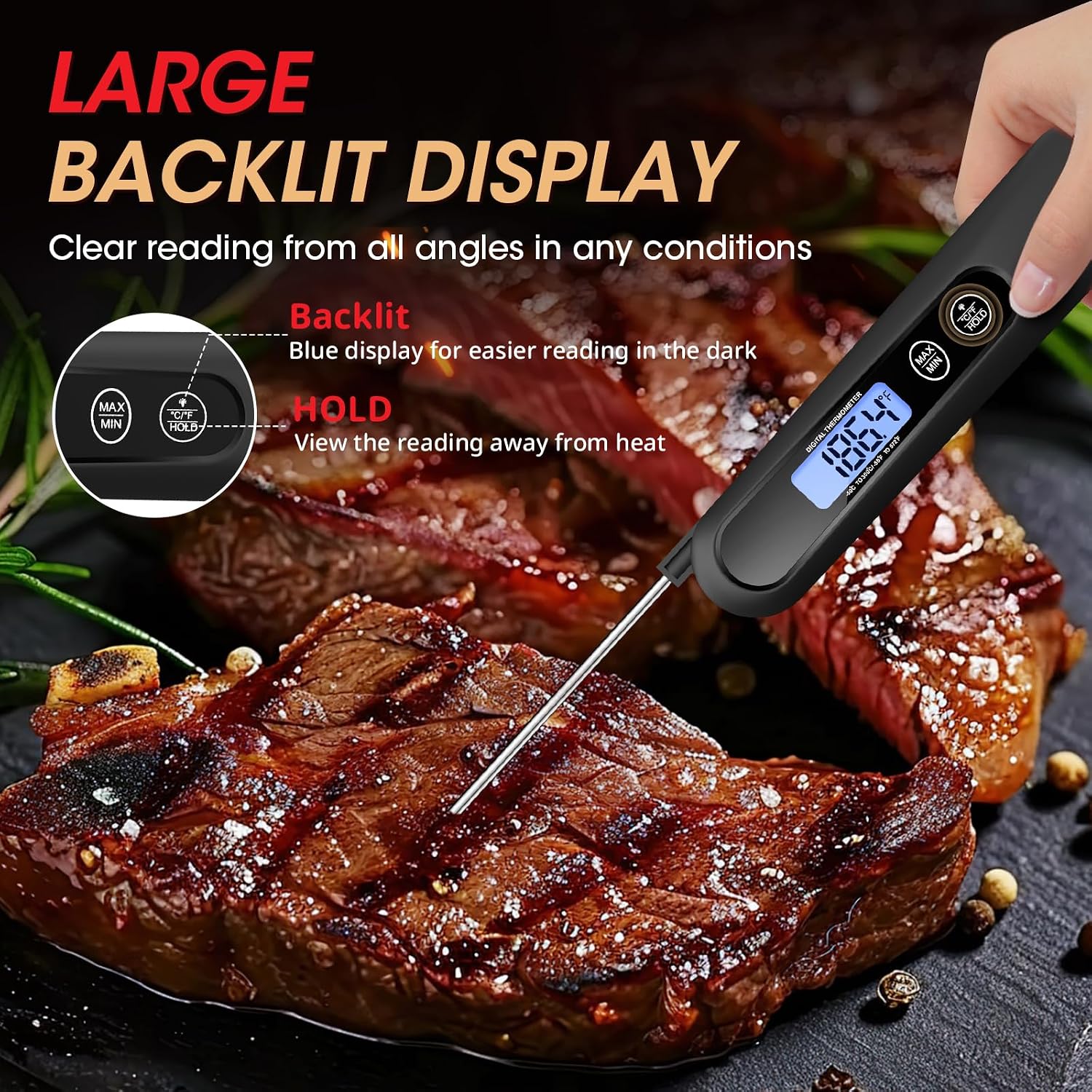 Detalle de Generic Meat Thermometer Digital Food Thermometer, Backlit Foldable Probe