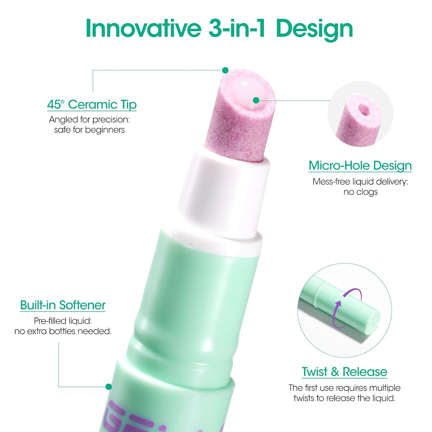Detalle de Gellen Cuticle Remover Pen with 3 mL Softener and Ceramic Tip