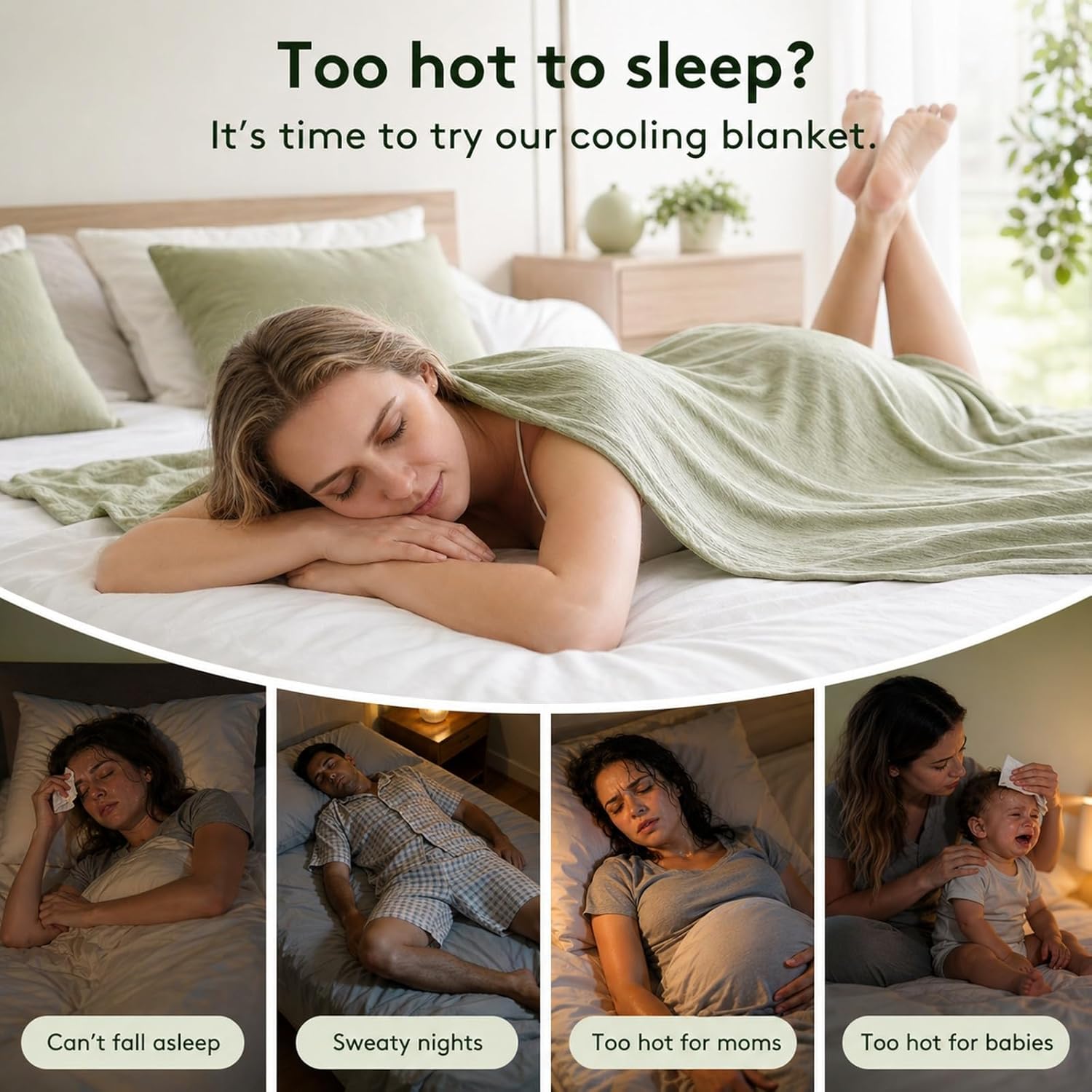 Thumbnail 2 de Cooling Blanket for Hot Sleepers — Instant Icy-Cool, Double-Sided Comfort (152×203 cm)