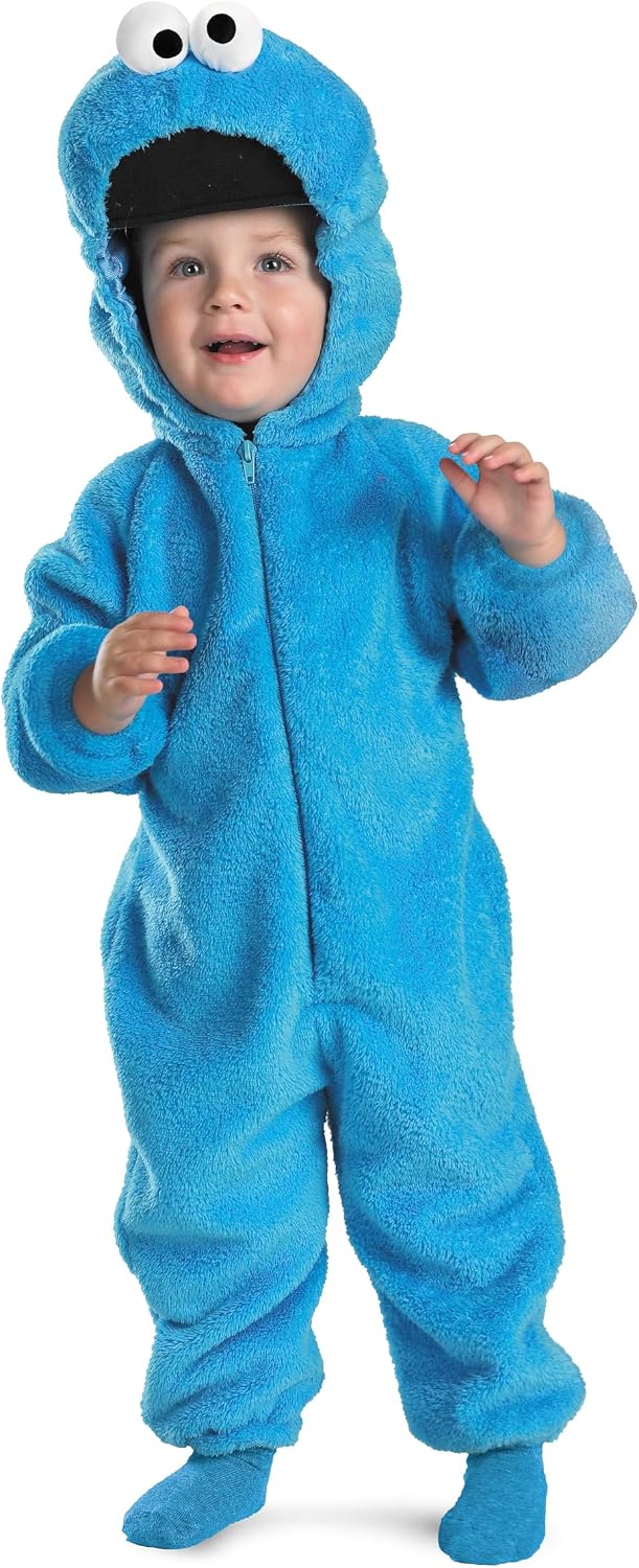 Detalle de Disguise Cookie Monster Deluxe Two-Sided Plush Jumpsuit Costume, Small (2T)