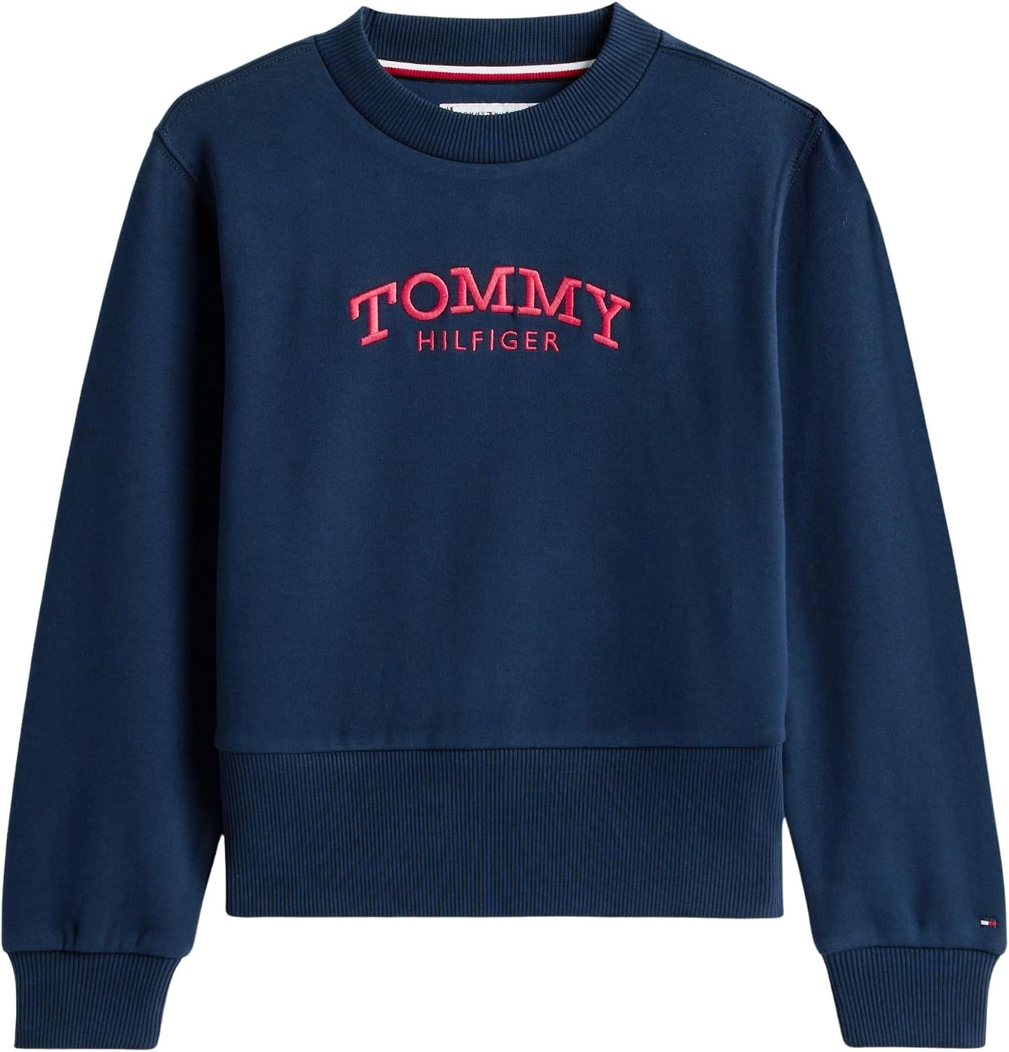 Detalle de Tommy Hilfiger High Rib Hem Crew Neck KG0KG08989 felpa pullover bambine e ragazze