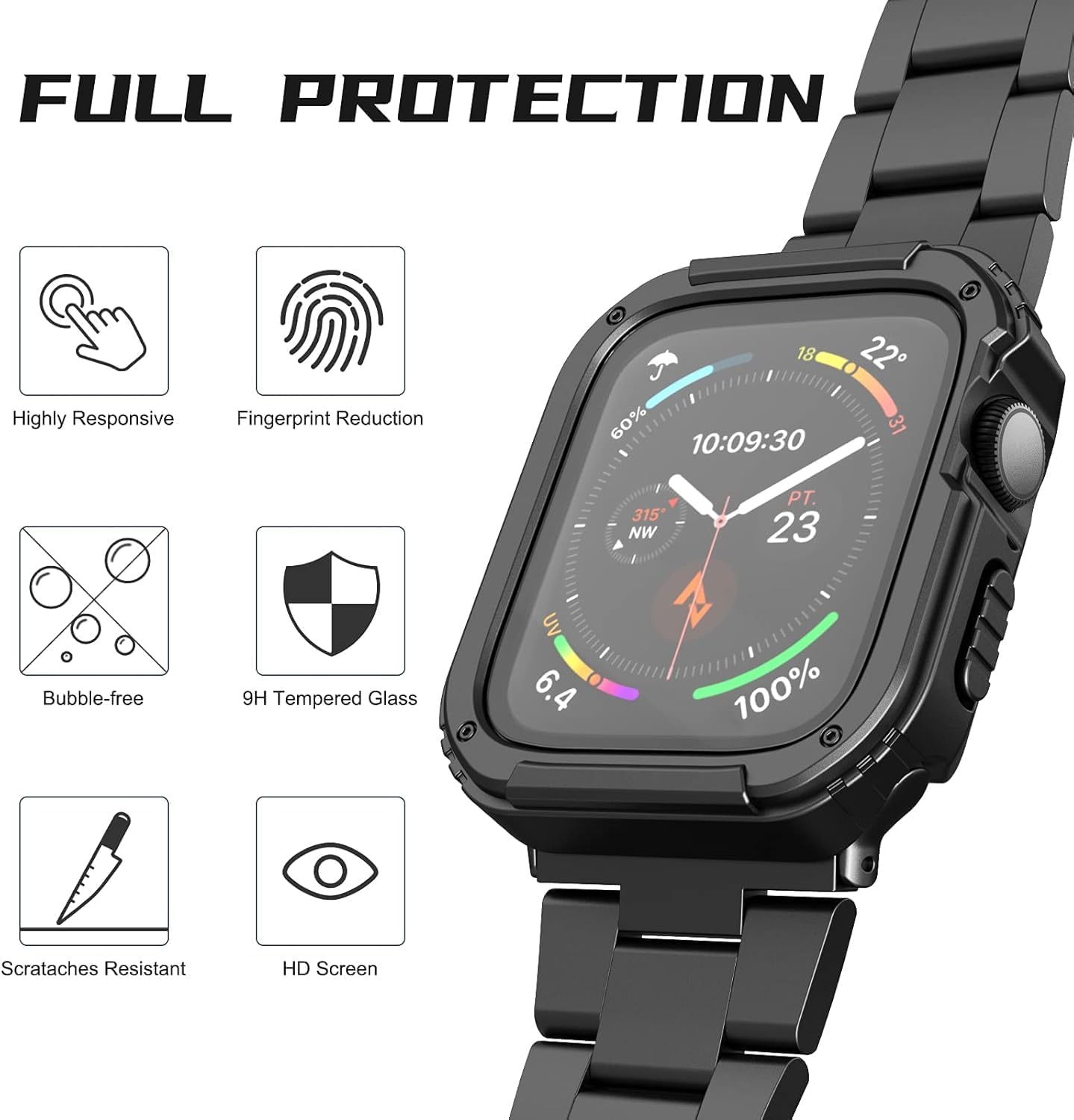 Thumbnail 2 de Adepoy 2-Pack Rugged Case for Apple Watch Series 10 46mm with Tempered Glass Screen Protector