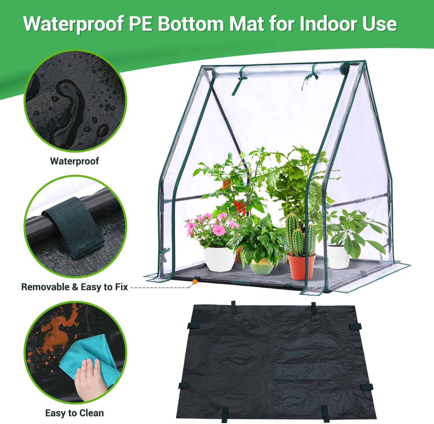 Thumbnail 3 de Ohuhu Mini Greenhouse 36x36x42 inches: Portable Seedling Dome with Waterproof Mat