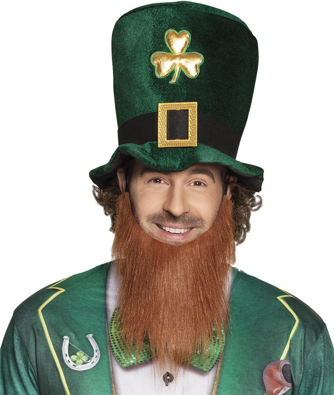 Detalle 2 de Boland 44907 Hut Leprechaun, Grüner Kobold mit Bart, Mütze und Band – St. Patrick's Day & Karneval
