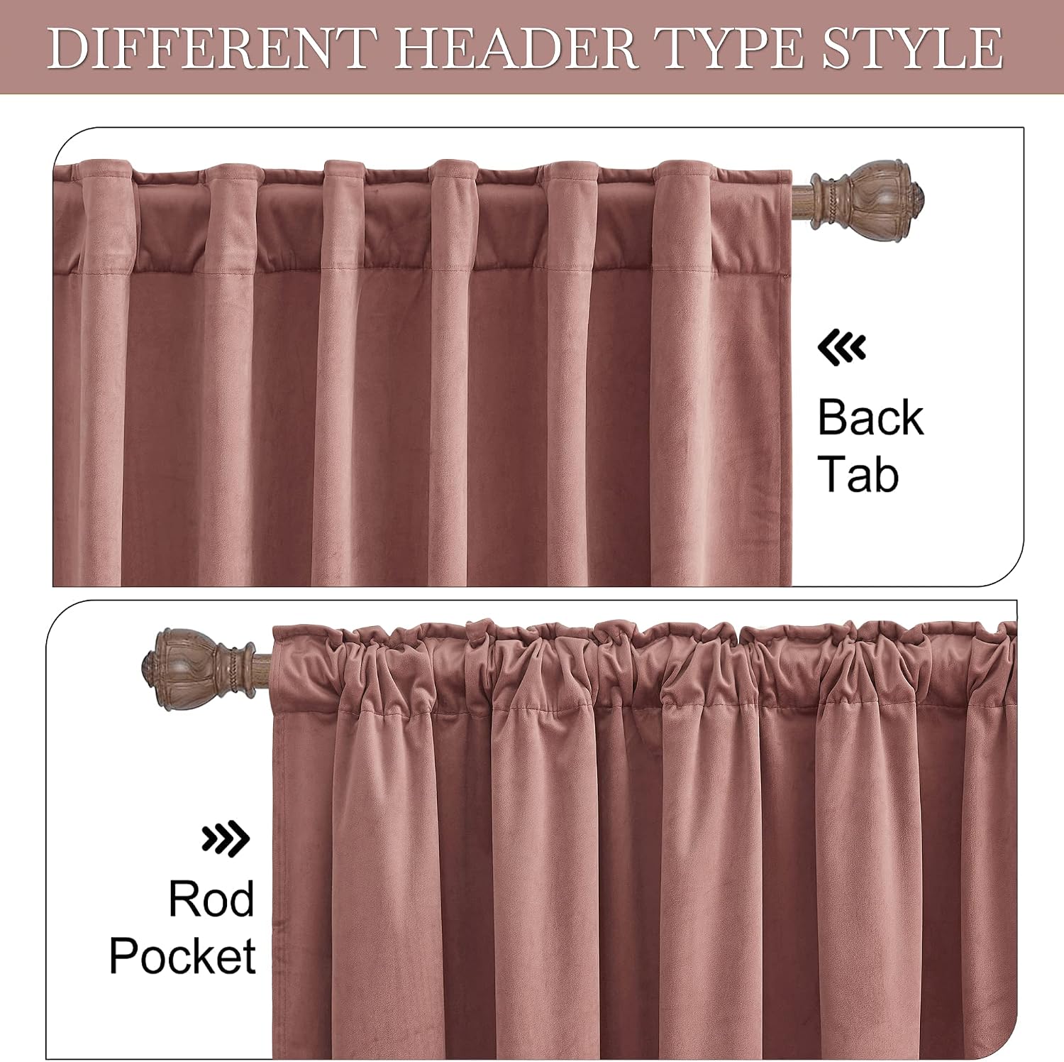 Detalle de RYB Home Velvet Blackout Curtains 62x84 in 🪟