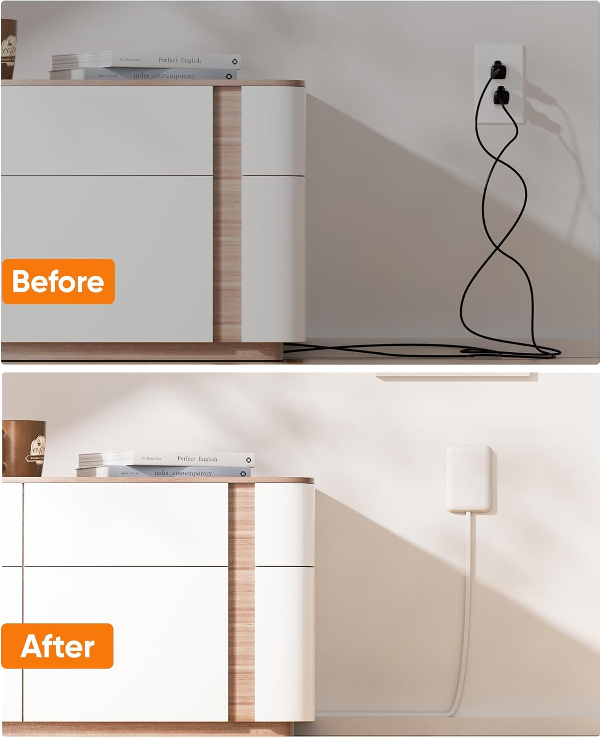 Detalle de Olcorife Flat Extension Cord with Outlet Cover — 6 Outlets, 3 ft, Flat Plug Power Strip