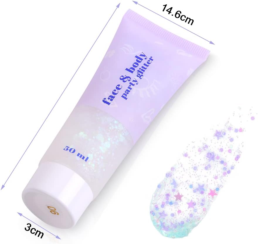 Detalle 2 de URAQT Glitter Corpo Bianco in Gel 50 ml: glitter sicuro e durevole per viso, capelli e corpo