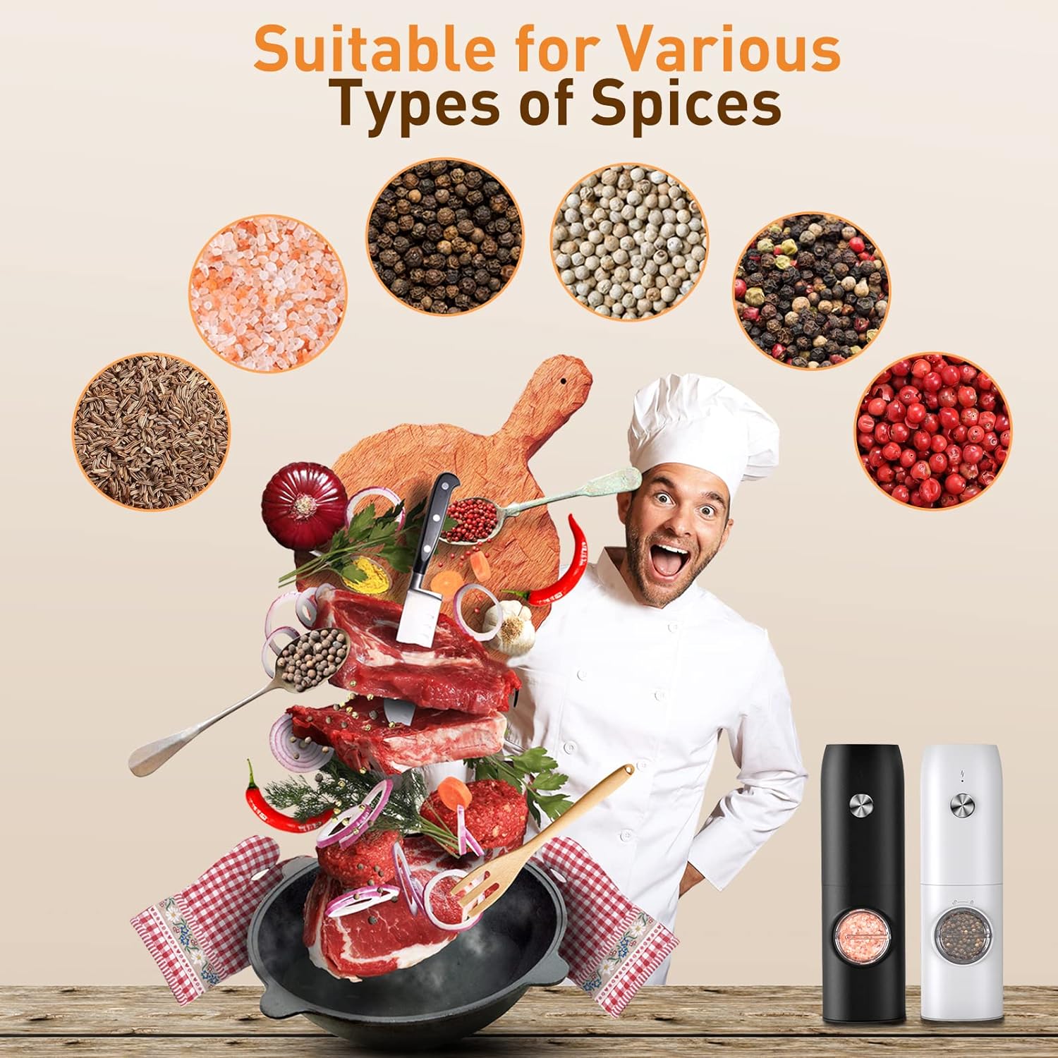 Thumbnail 5 de FRTONYI Electric Salt and Pepper Grinder 70ml 🧂
