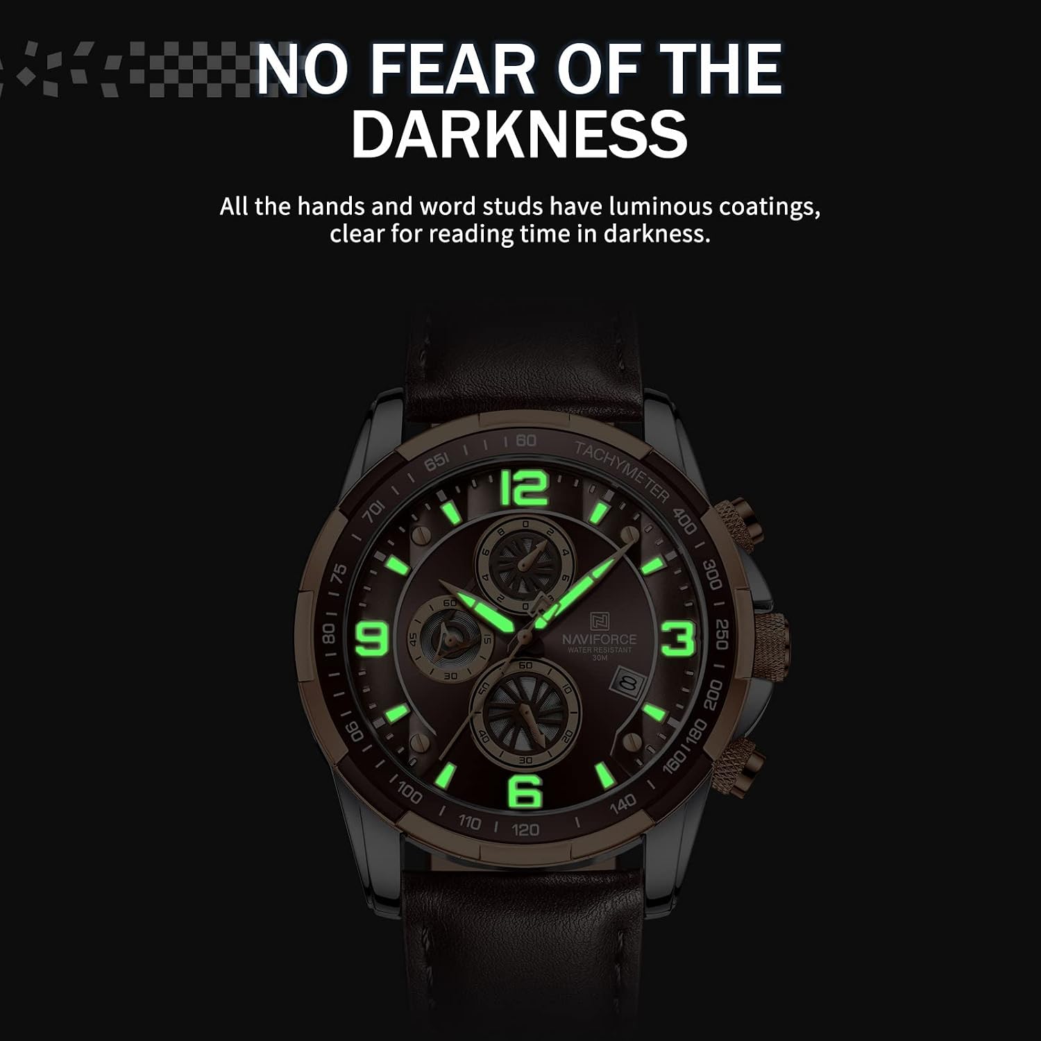 Detalle de Naviforce Orologio sportivo cronografo analogico al quarzo da uomo con cinturino in pelle
