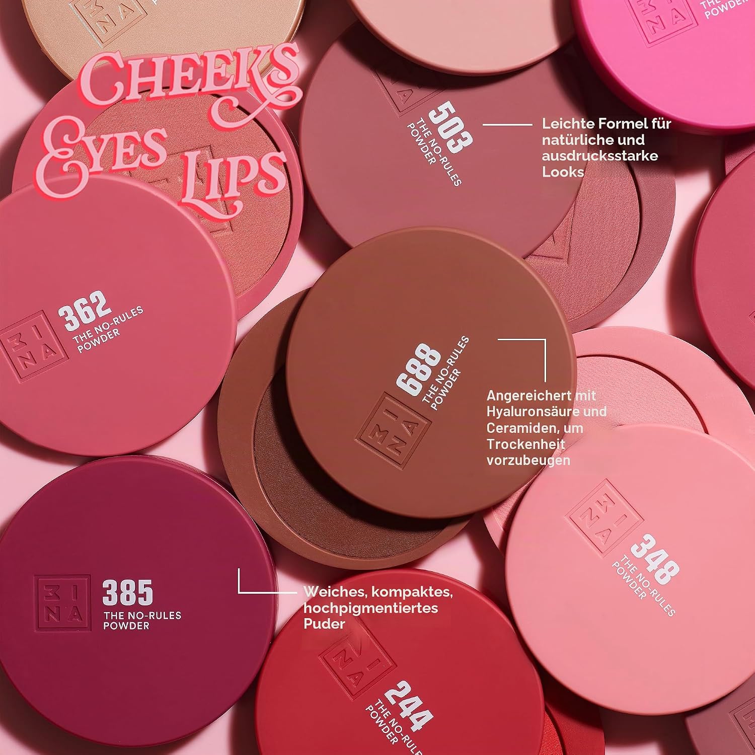 Detalle 2 de 3INA MAKEUP The No-Rules Powder 385 Burgunderrot – 3-in-1 Kompaktpuder für Augen, Lippen und Wangen