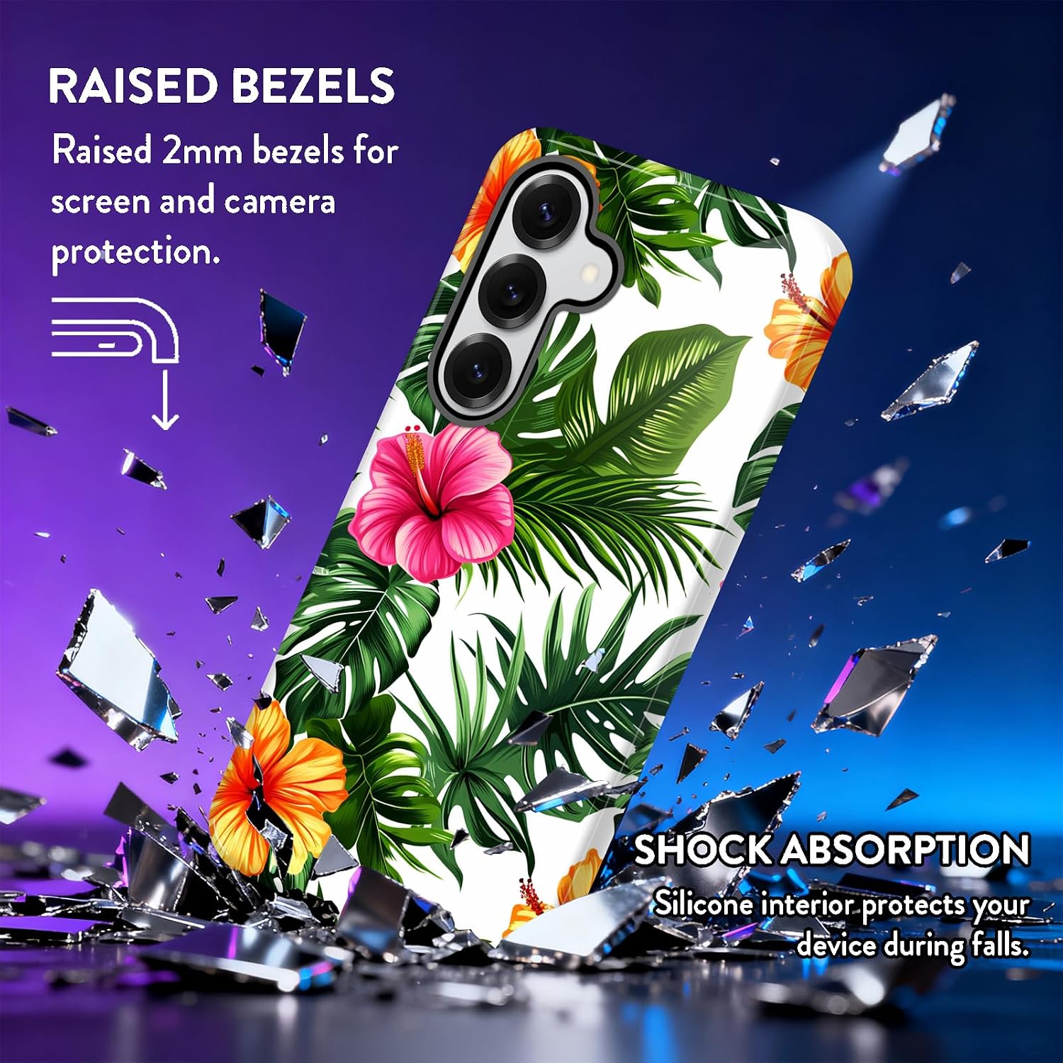 Detalle de CICPLKSE Galaxy S26 Case, Dual-Layer TPU/PC Cover with Tropical Floral Design