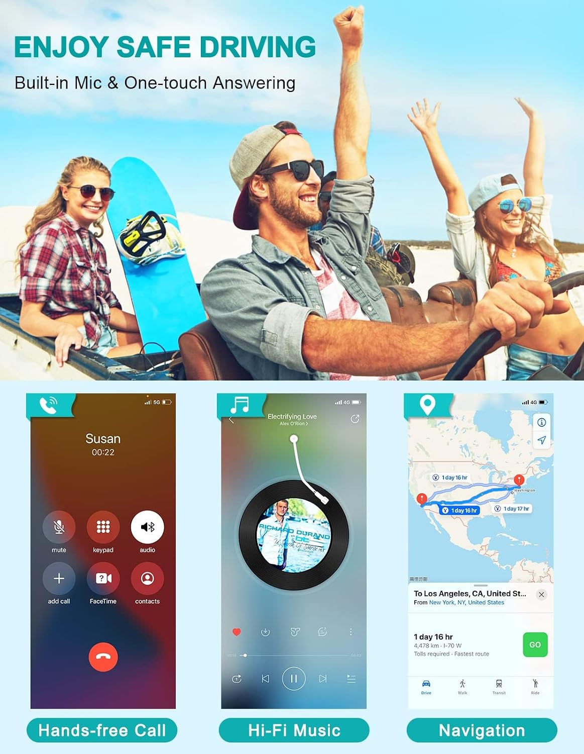 Detalle de WOCBUY Bluetooth car adapter with 3.5 mm AUX