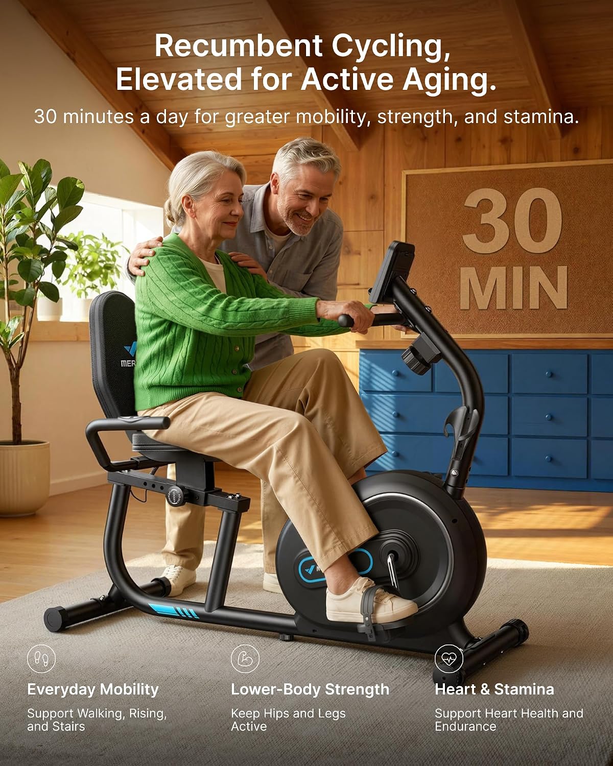 Detalle de MERACH Recumbent Exercise Bike with 8-Level Resistance
