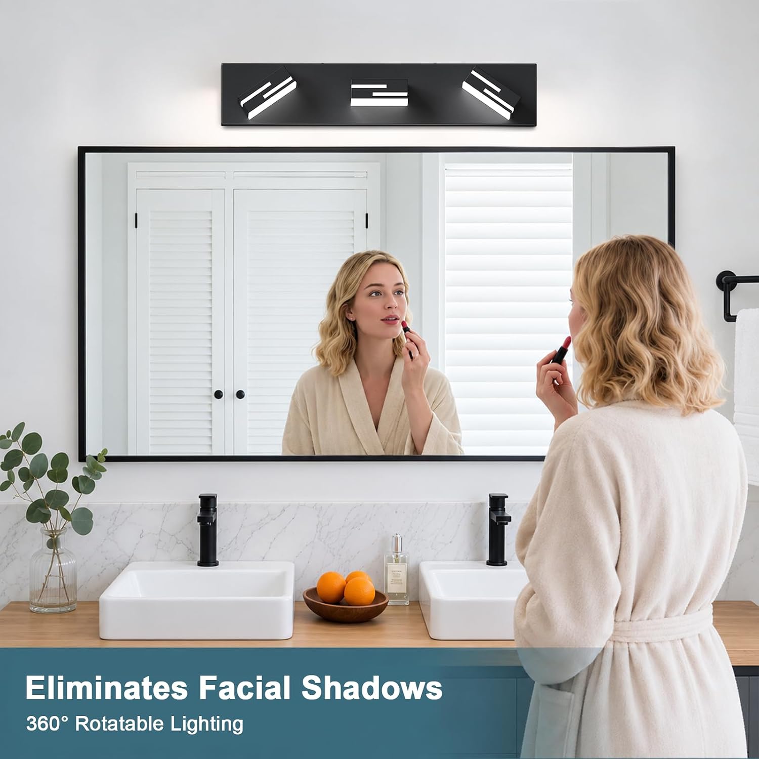 Thumbnail 6 de LKHF 9553 3-Light LED Bathroom Vanity Light, Matte Black, 5CCT Dimmable
