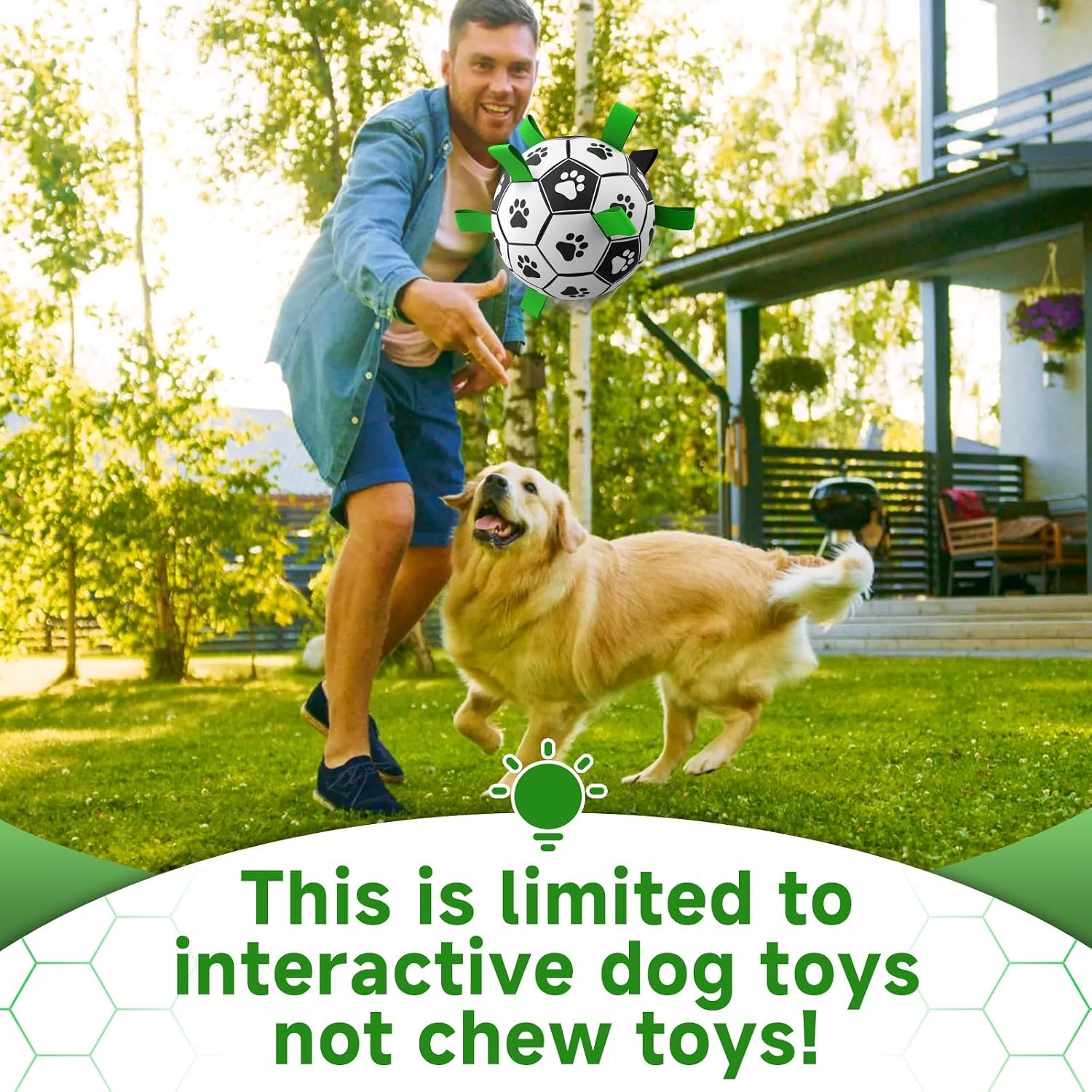 Detalle 2 de HETOO Interactive Dog Football Toys with Webbing – Durable Dog Water Balls (8 Inch)