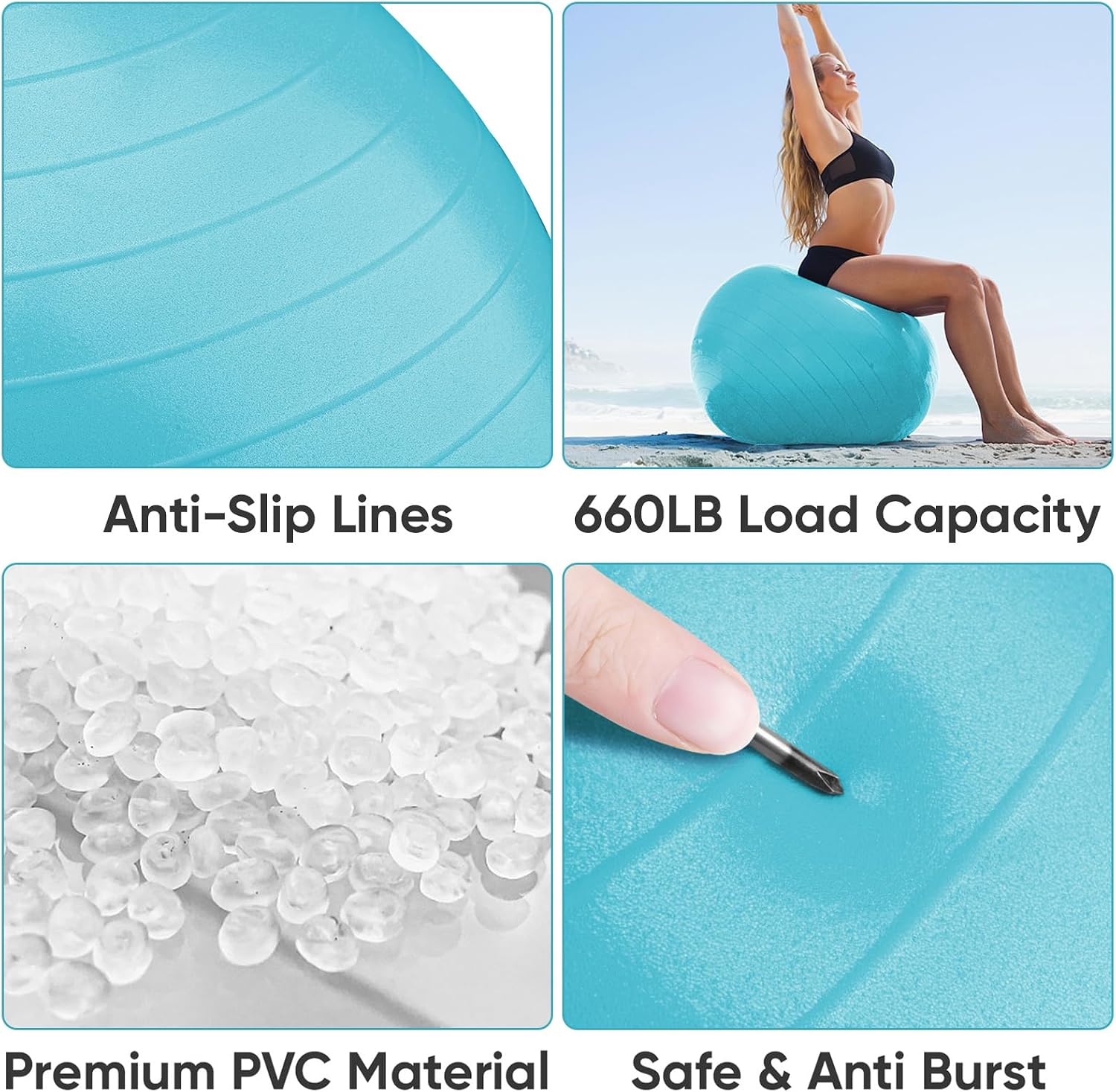 Thumbnail 6 de APEXUP Yoga Ball Exercise Ball: Anti-Slip, Heavy-Duty Stability for Fitness, Balance, and Core Training (5 Sizes)