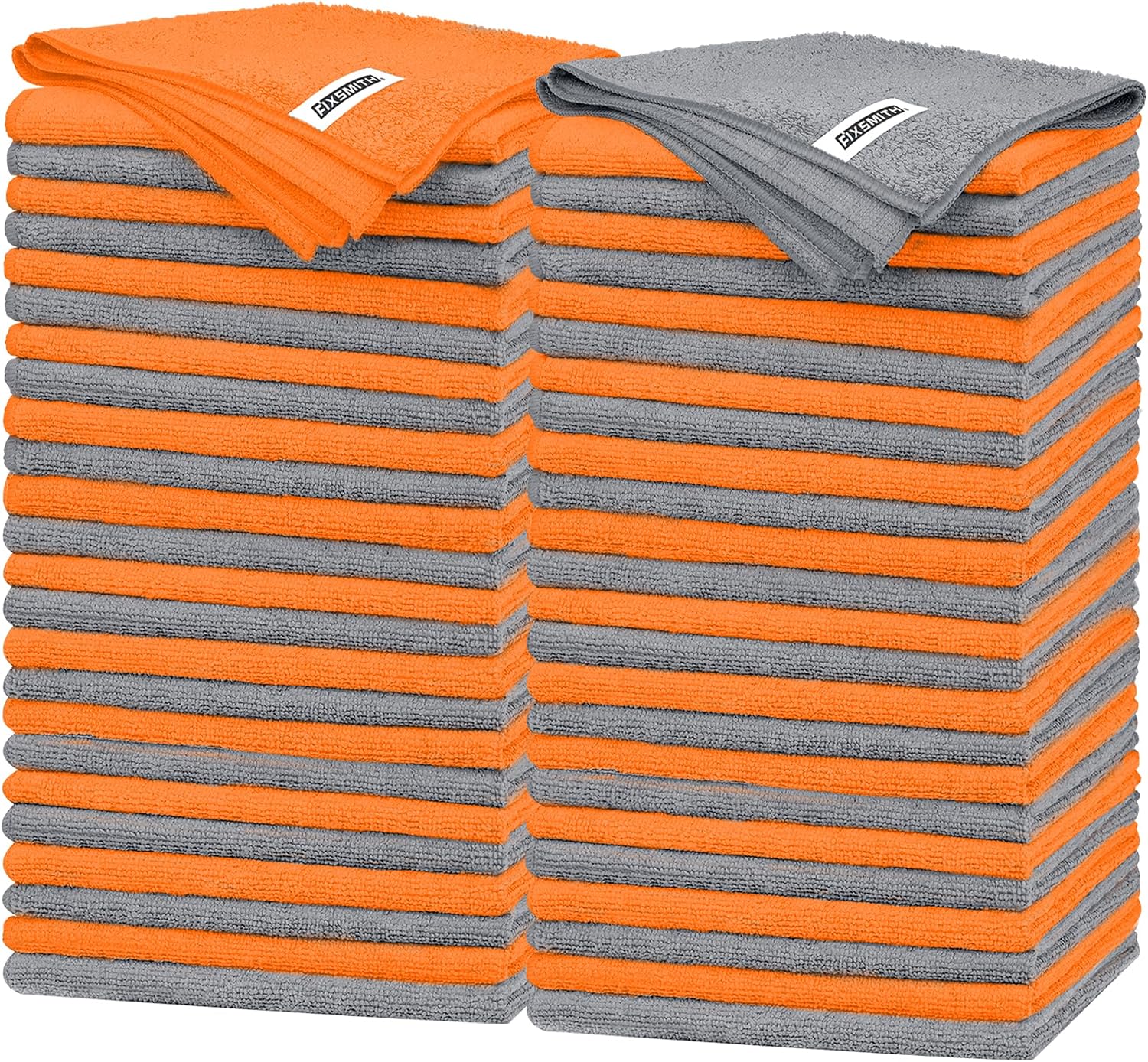 Detalle de FIXSMITH Microfiber Cleaning Cloths, 50-Pack, 16 x 12 Inches, Gray & Orange