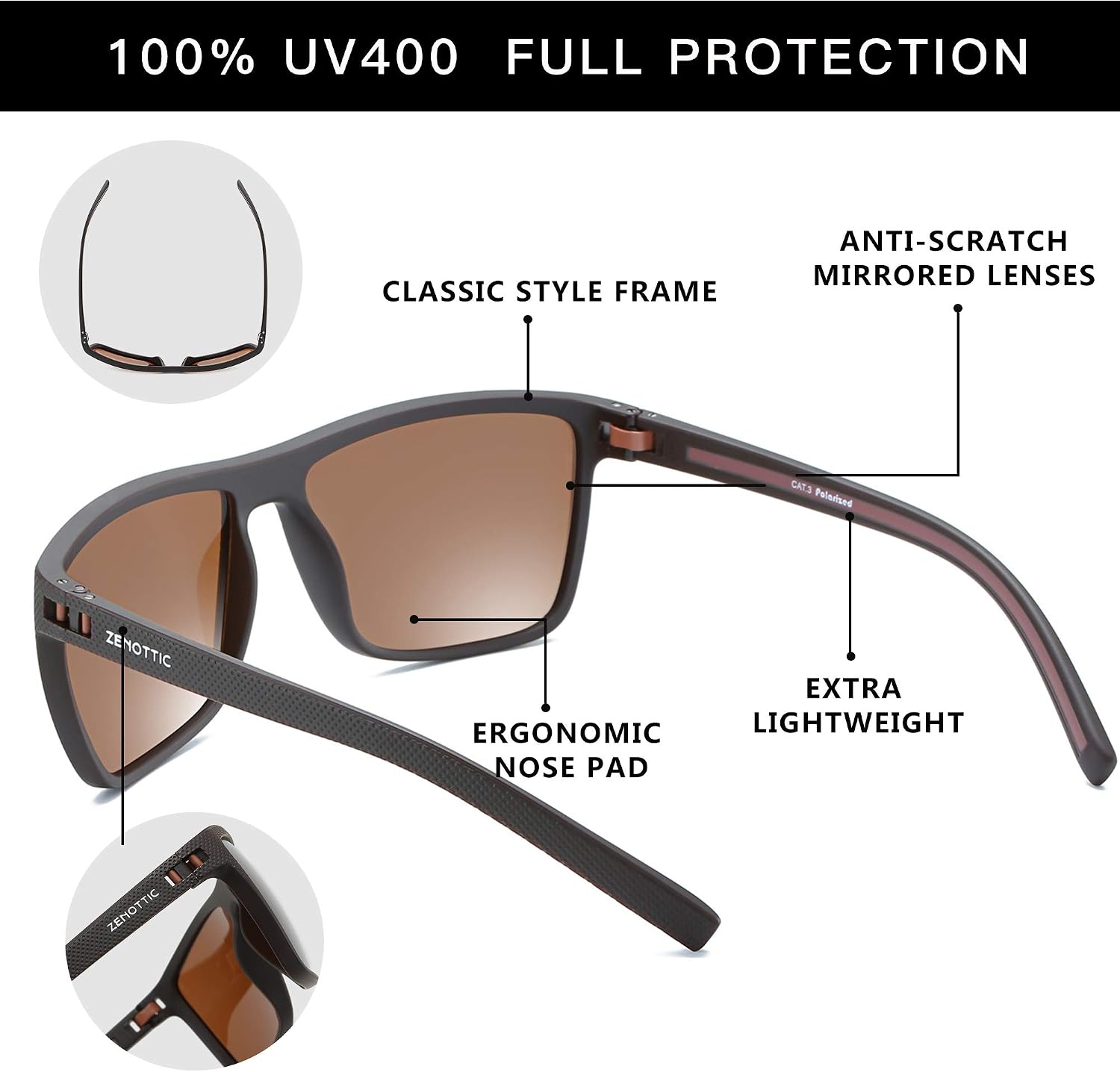 Thumbnail 3 de ZENOTTIC Sonnenbrille Herren 60 mm Glasbreite