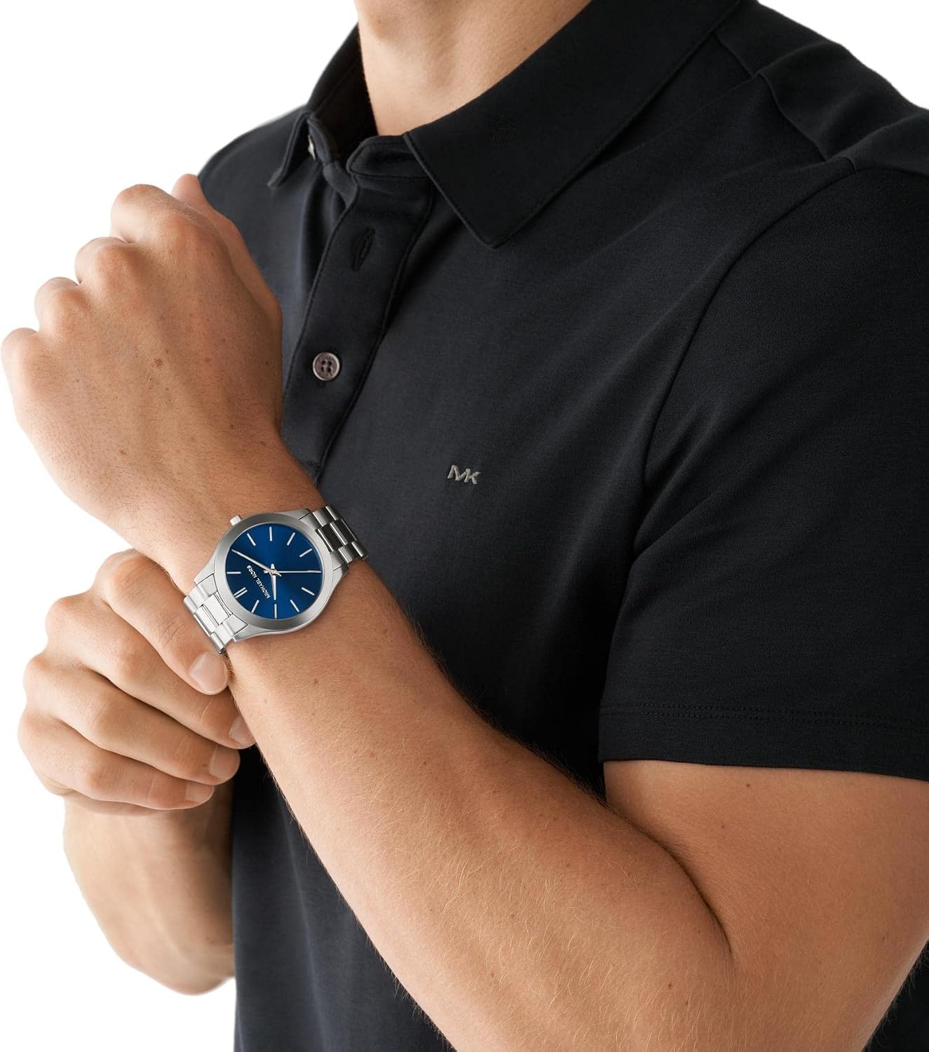 Detalle 2 de Michael Kors MK1060SET Herren Armbanduhr – 44 mm Edelstahl mit blauem Zifferblatt