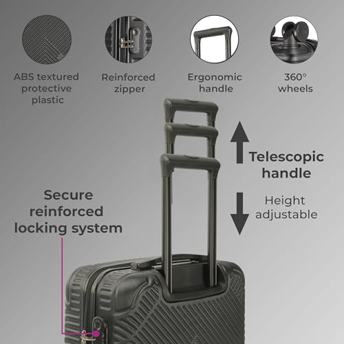 Detalle 2 de Neo 3 Piece Hard Shell Luggage Set (20"/24"/28") in Black