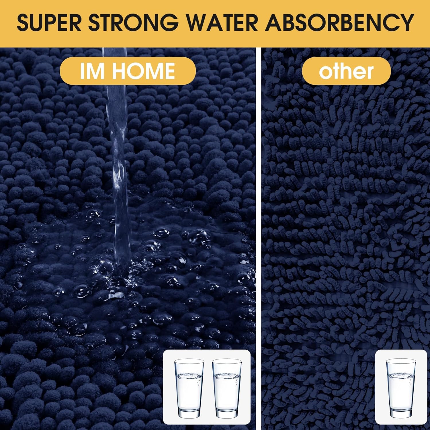 Detalle 2 de ACCUMTEK Upgrade Extra Large Navy Blue 3-Piece Bath Rug Set