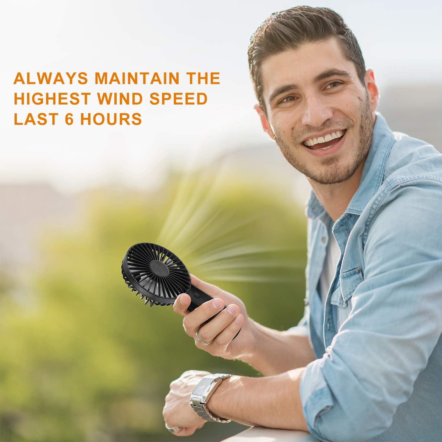 Thumbnail 3 de Mini Portable Handheld Fan with 4400mAh Battery (Coral Red) – Quiet USB Rechargeable Personal Fan