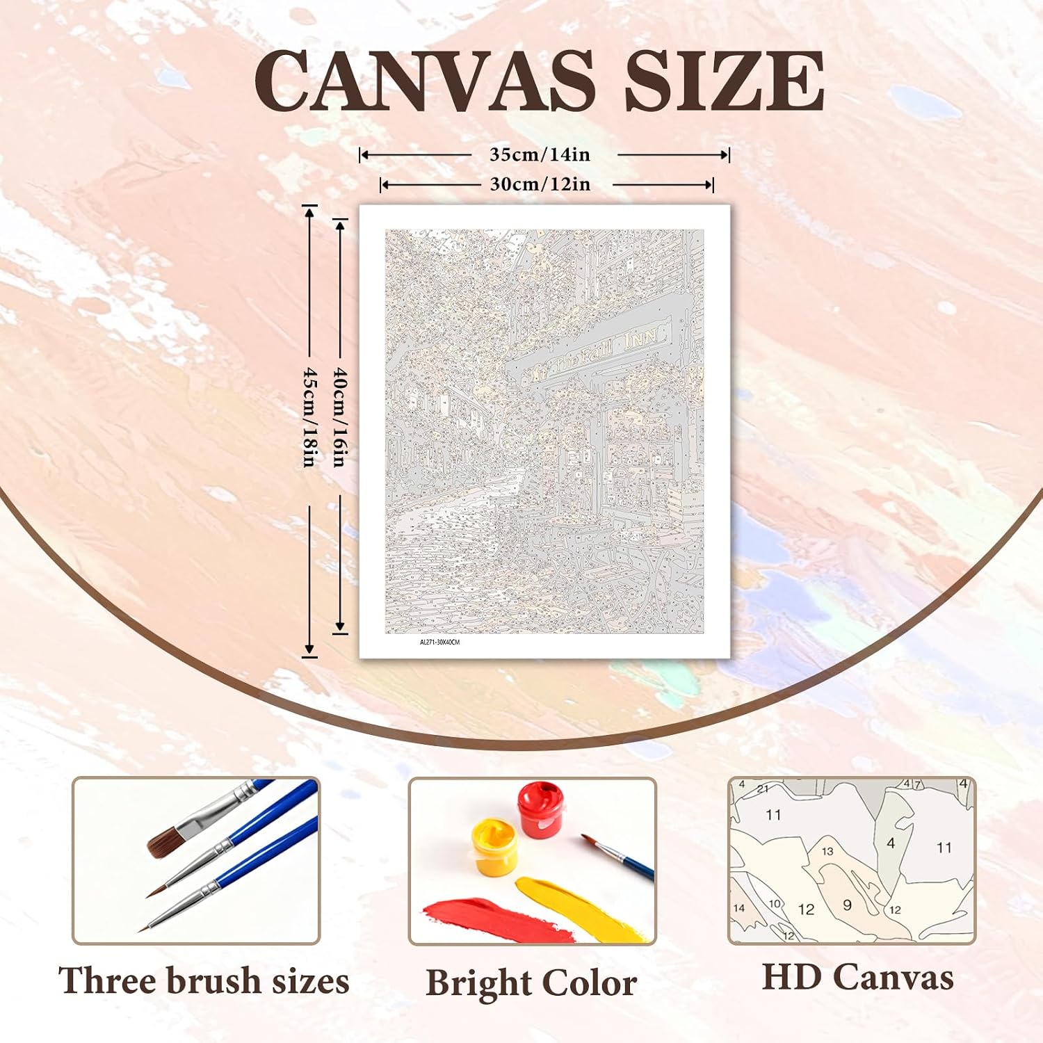 Detalle 2 de Paint by Numbers for Adults: Autumn Scenery 12x16in DIY Canvas Kit