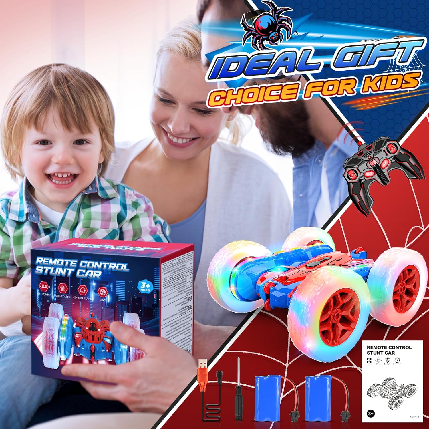 Thumbnail 6 de Dislocati Macchina Telecomandata per Bambini 3-12 Anni — Veicolo RC conLED e 360° Flip
