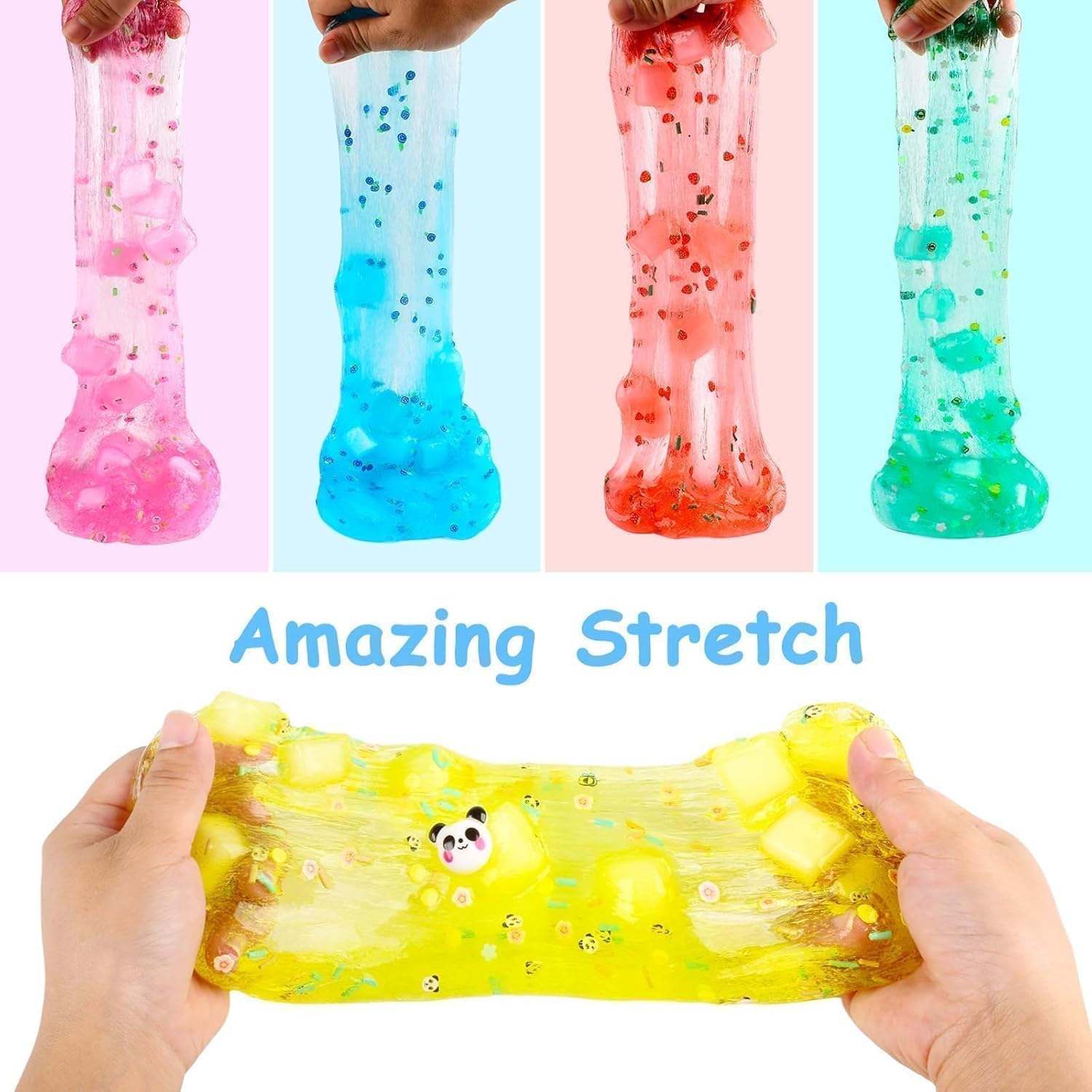 Thumbnail 1 de 9 Pack Jelly Cube Clear Fluffy Slime Making Kit – Crunchy Crystal Slime Charms for Kids