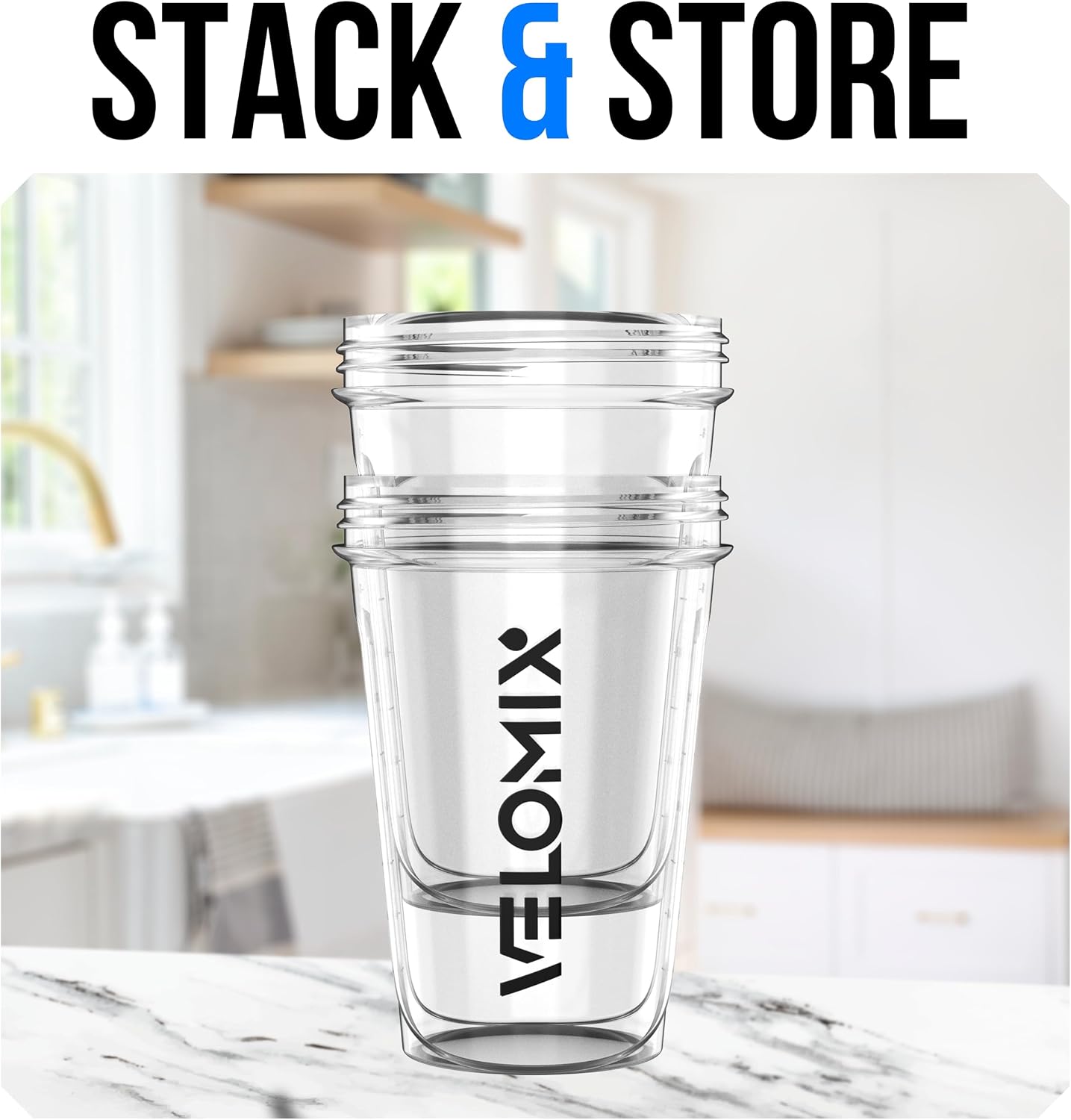 Detalle 2 de VELOMIX 2 Pack Protein Shaker Bottles (up to 600ml) with Wire Mixballs