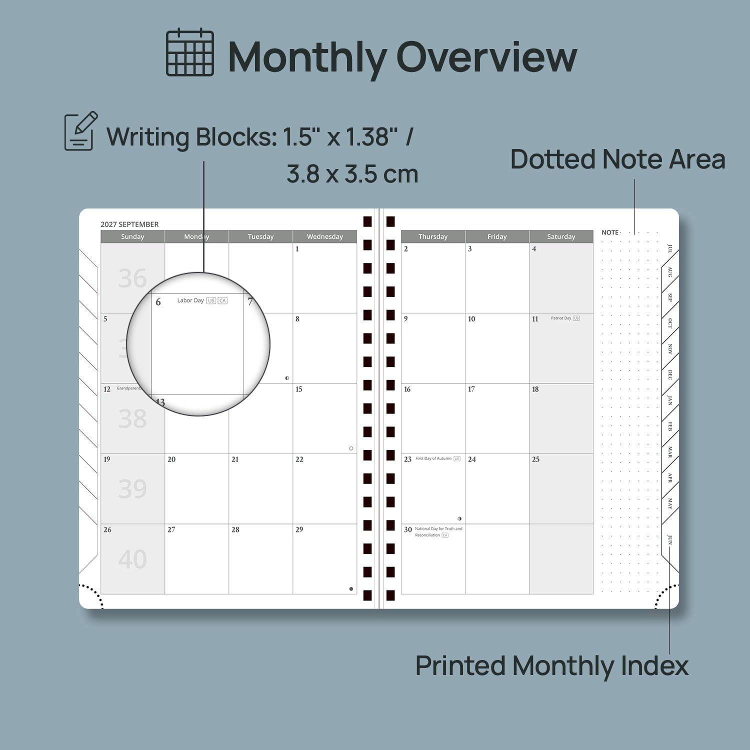 Detalle de POPRUN 2027 Planner, 6.5" x 8.5", Weekly and Monthly, 100 GSM Paper