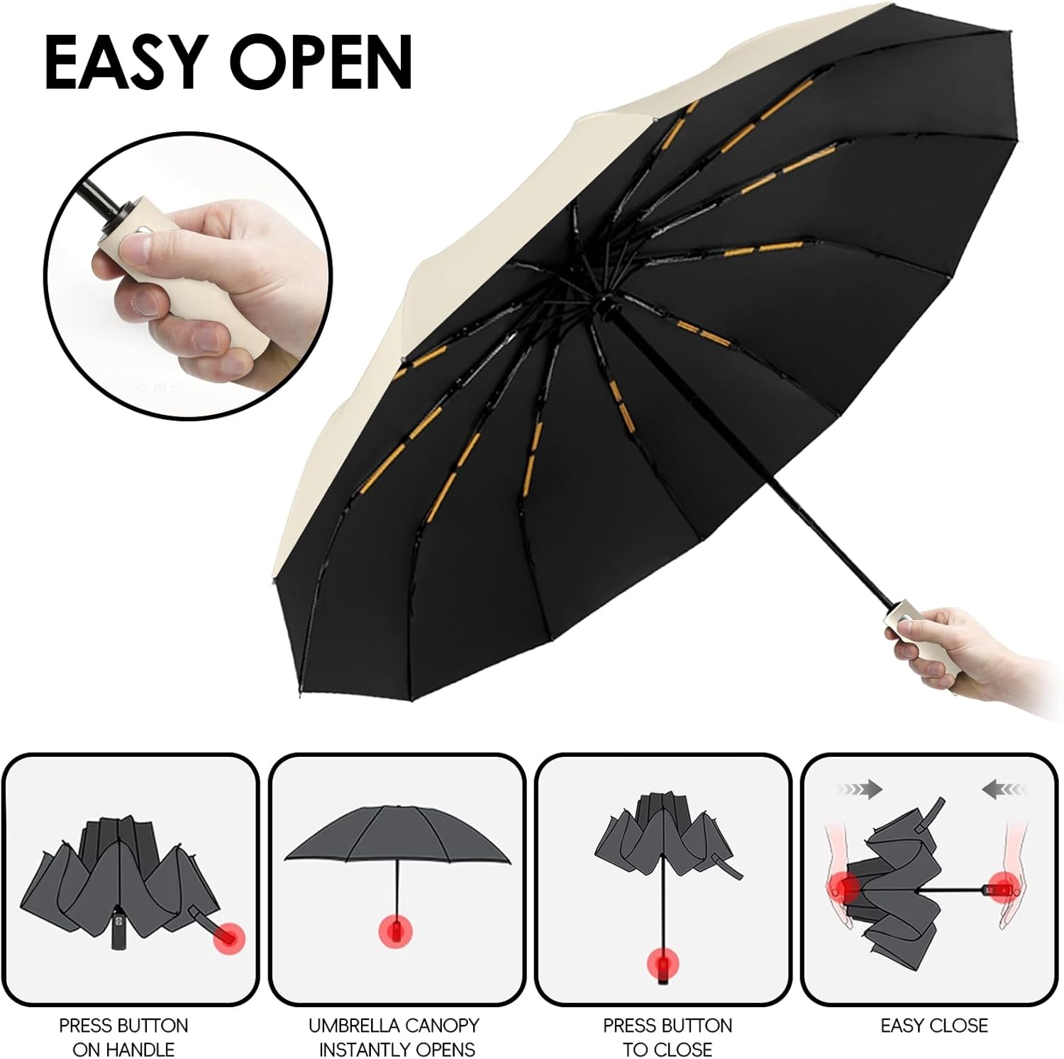 Thumbnail 5 de Lusibaka Umbrella Windproof 42-inch Extra Large Automatic Folding