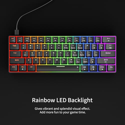 Detalle de NEWMEN GM611 Gaming Keyboard, 60% Mechanical with Red Switches