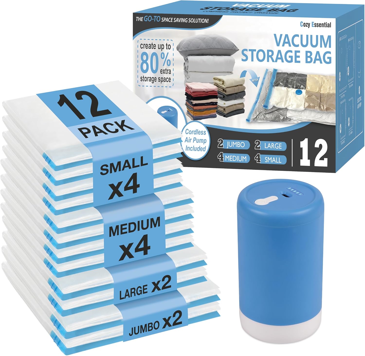 Detalle de Cozy Essential Travel Vacuum Bags 12 Combo