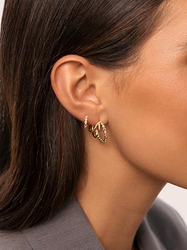 Detalle 2 de SINGULARU Pendientes Mujer Orbit – Aro Espiral con Circonitas en Oro 18k
