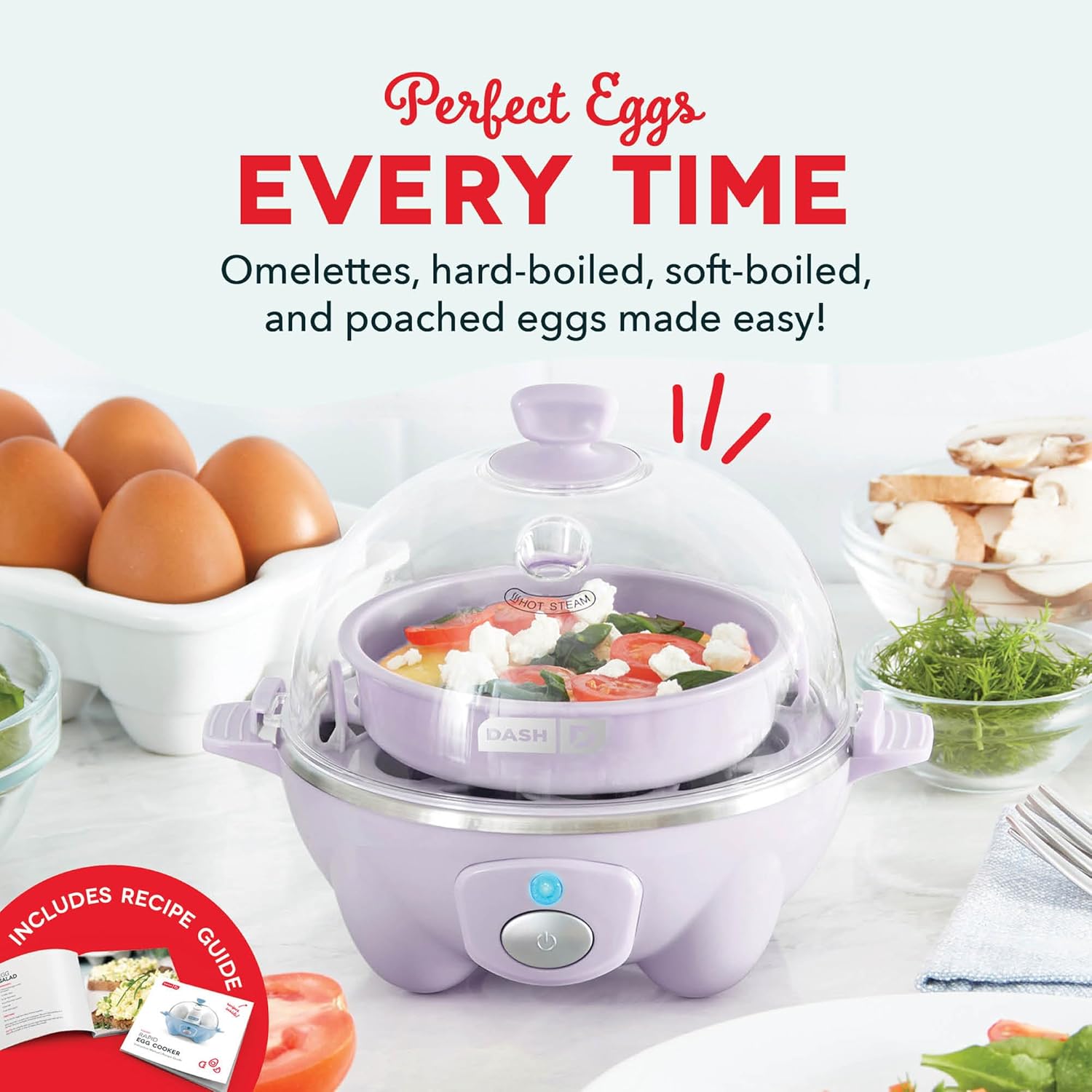 Thumbnail 2 de Dash Rapid Egg Cooker (Lavender) — Boiler, Poacher & Steamer for Up to 7 Eggs