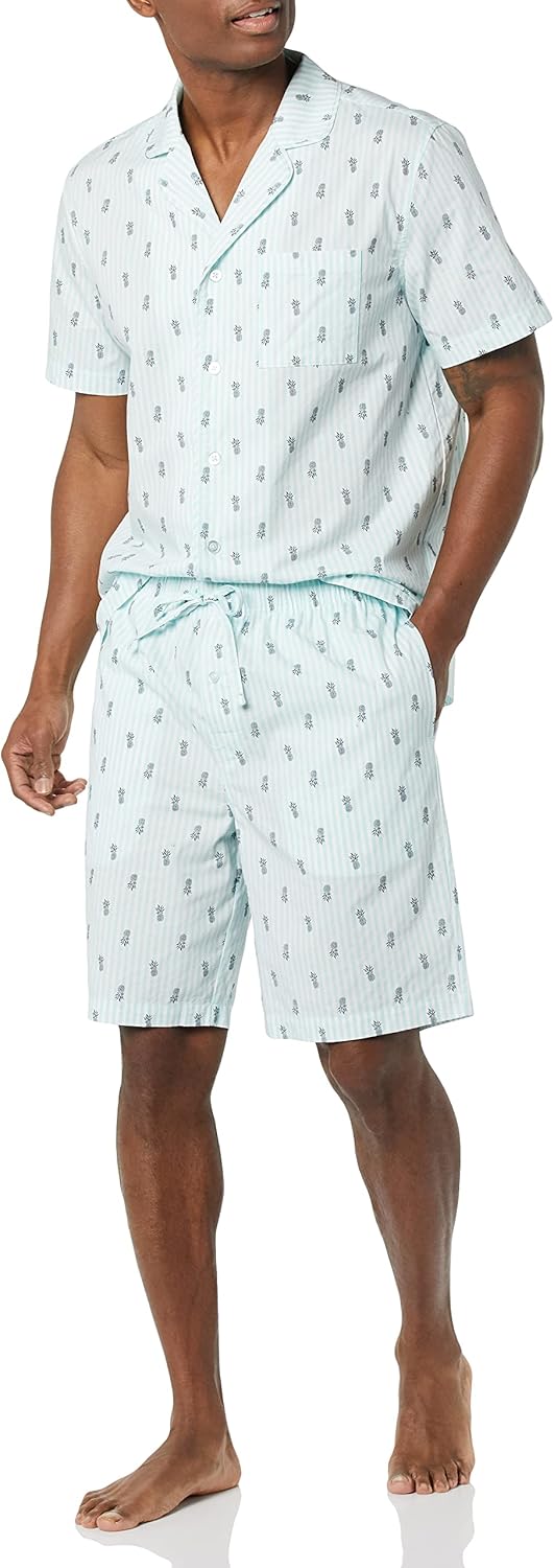 Thumbnail 5 de Amazon Essentials Men’s Lightweight Woven Shorts Pyjama Set with Notch Collar and Button Loungewear