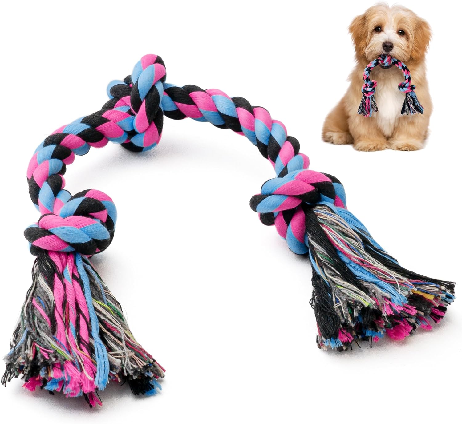 Thumbnail 5 de SHARLOVY 5-Knot Cotton Rope Tug Dog Toy (Extra Large, for Large & Aggressive Chewers)