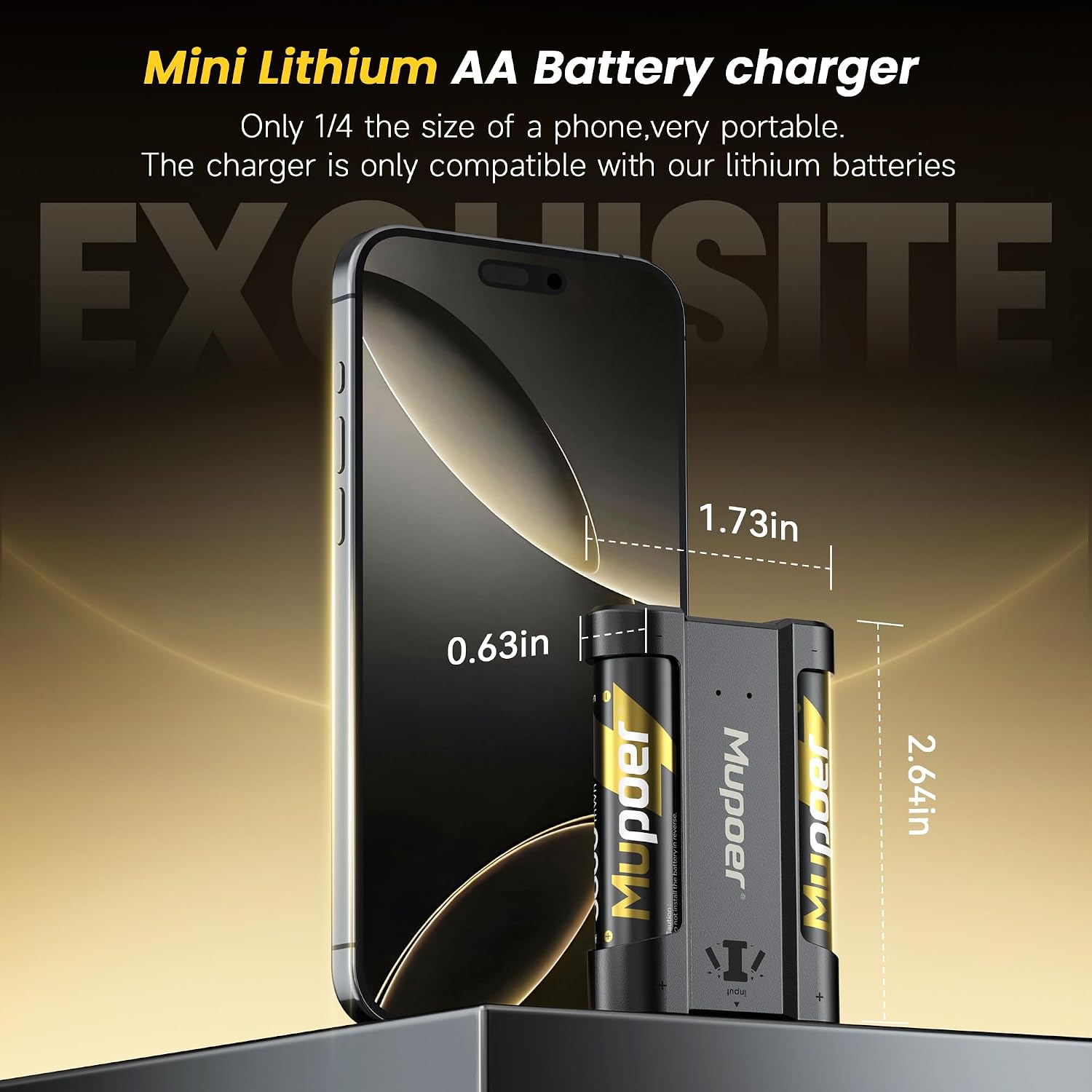 Detalle de Mupoer Rechargeable AA Lithium Batteries 3600mWh