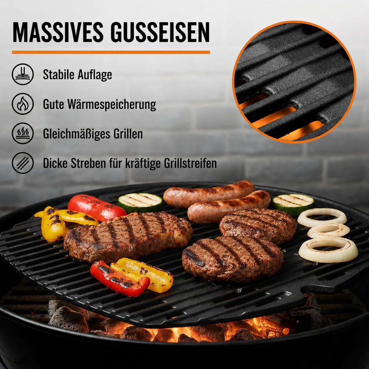Thumbnail 5 de Uniflasy 7646 Grillrost Gusseisen 45,2 x 32 cm – 2er-Set, passgenau für Weber Q300/Q320/Q3000/Q3100/Q3200